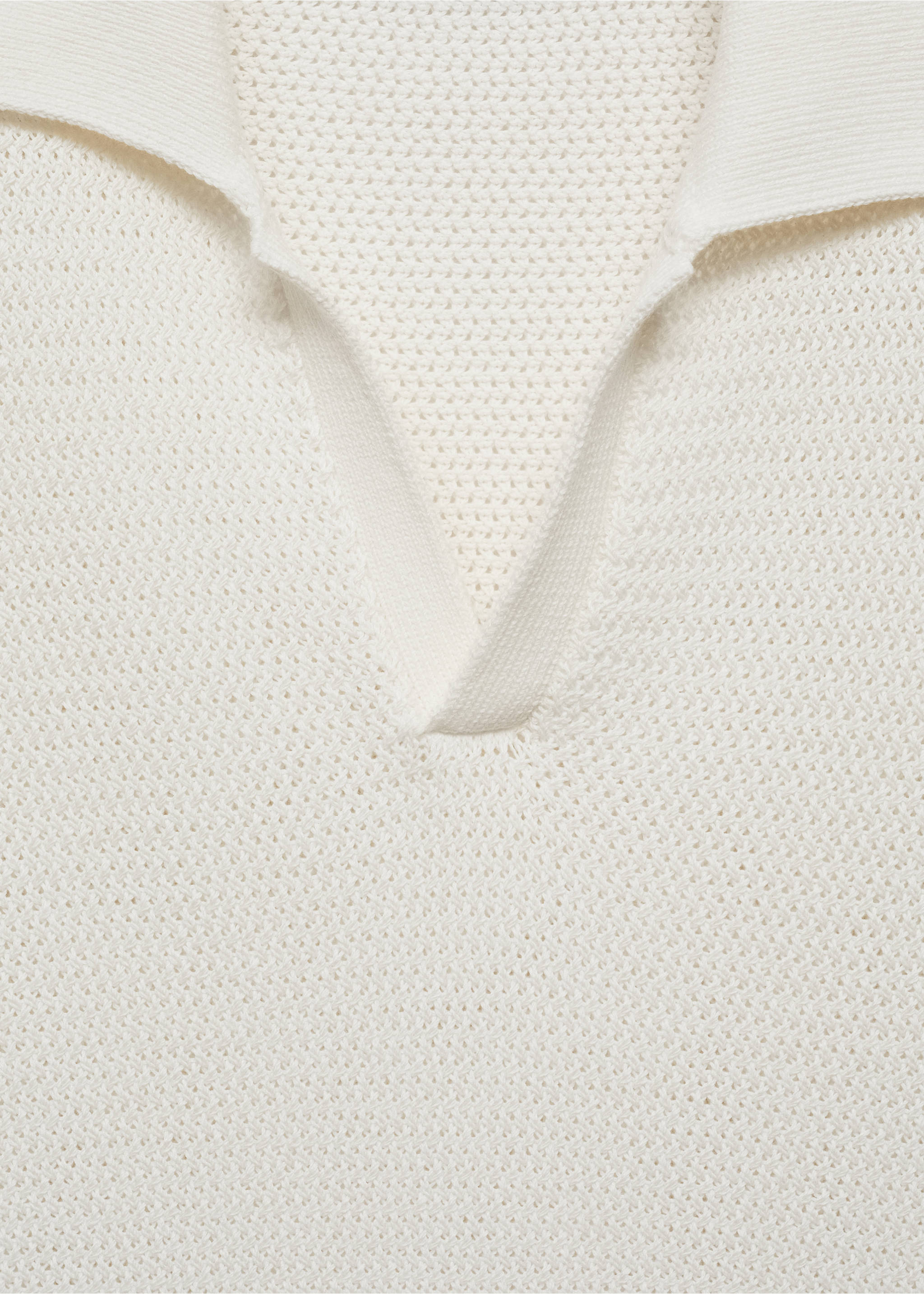 Openwork cotton knitte polo shirt - Details of the article 8, Off White. Ref: 77040588-00.