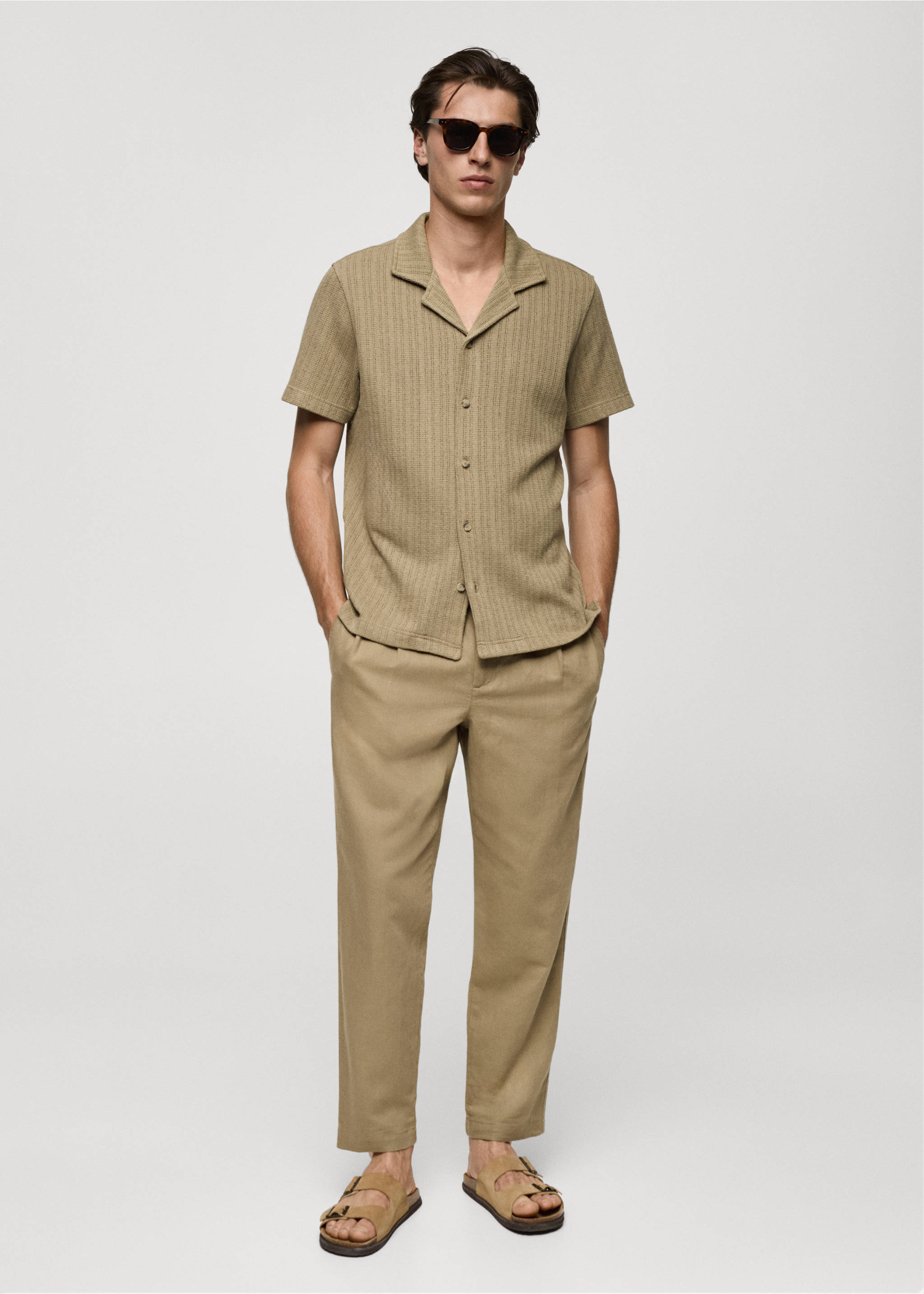 Regular-fit knitted shirt - General plane, Khaki. Ref: 77040590-00.