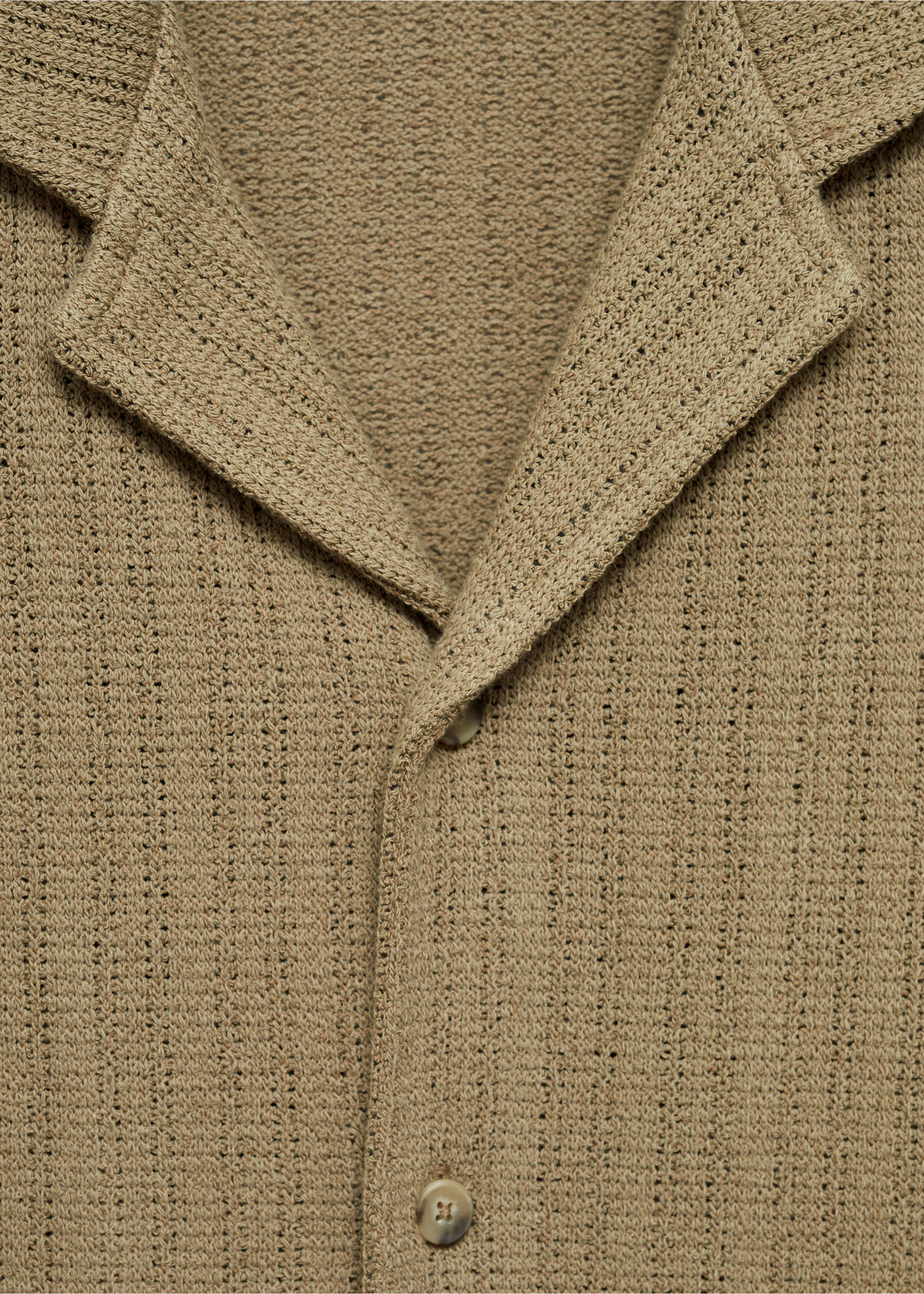 Regular-fit knitted shirt - Details of the article 8, Khaki. Ref: 77040590-00.