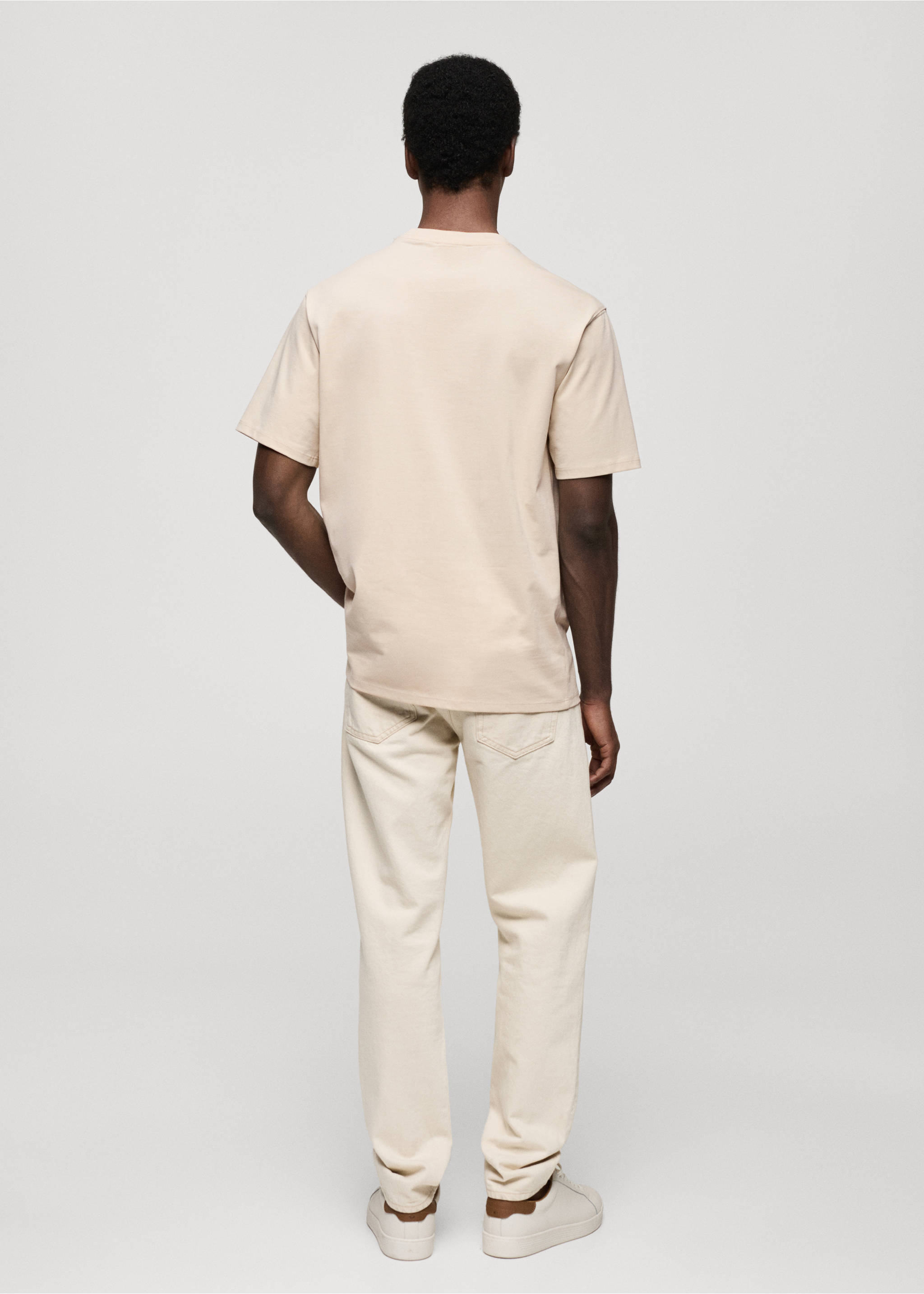 Printed cotton-blend T-shirt - Reverse of the article, Beige. Ref: 77040592-00.