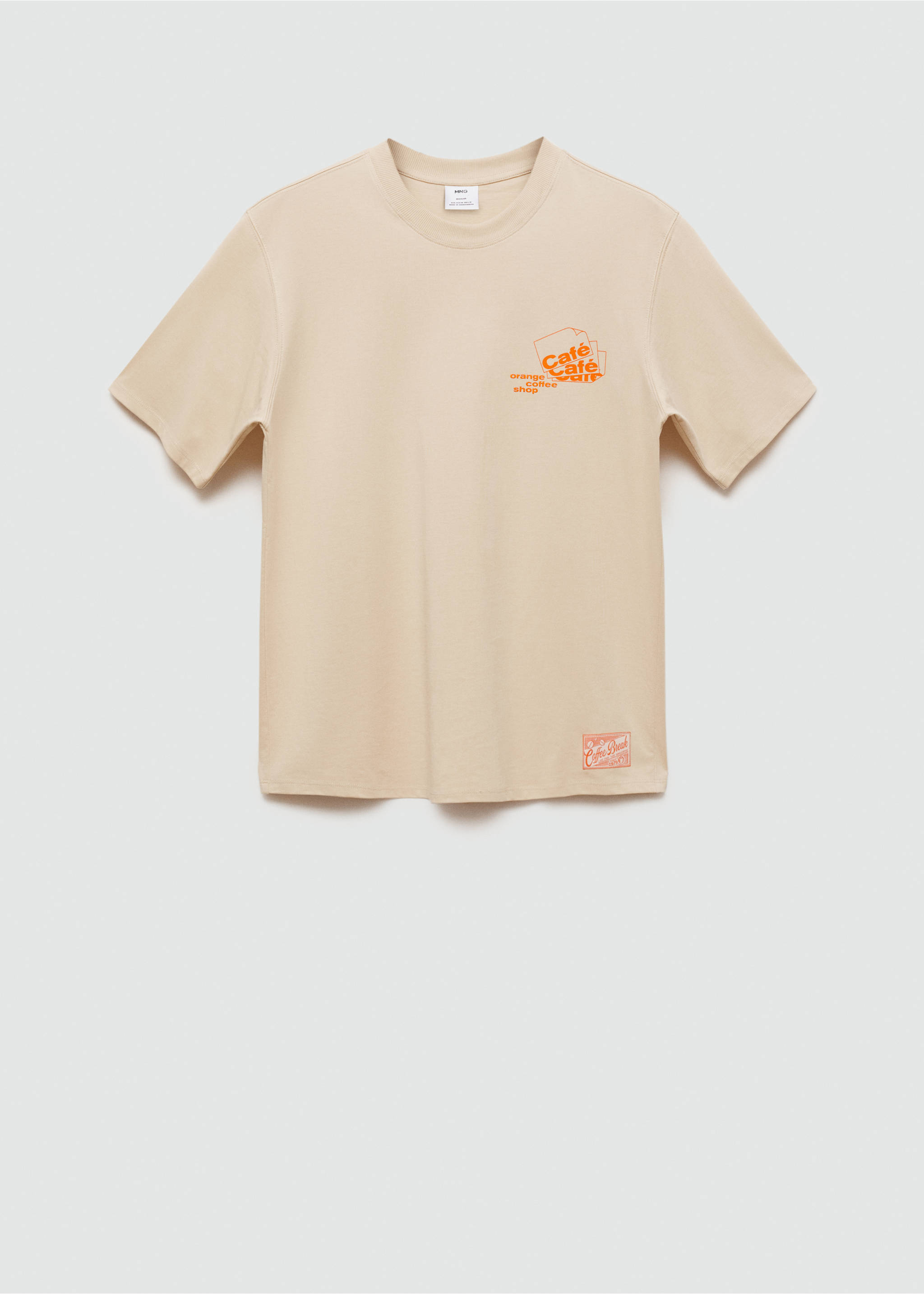 Printed cotton-blend T-shirt - Article without model, Beige. Ref: 77040592-00.