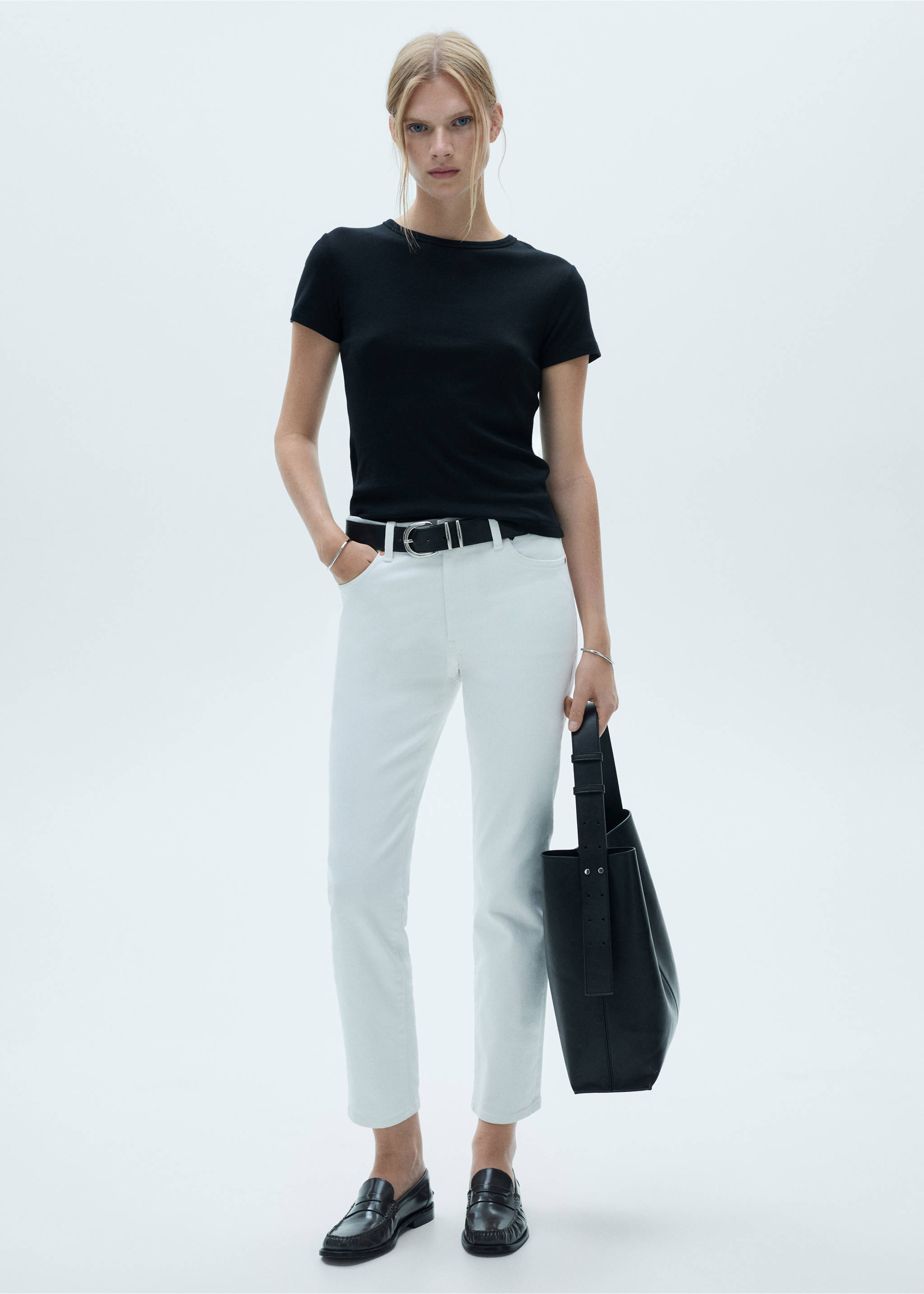 Claudia slim-fit cropped jeans - General plane, White. Ref: 77040593-00.