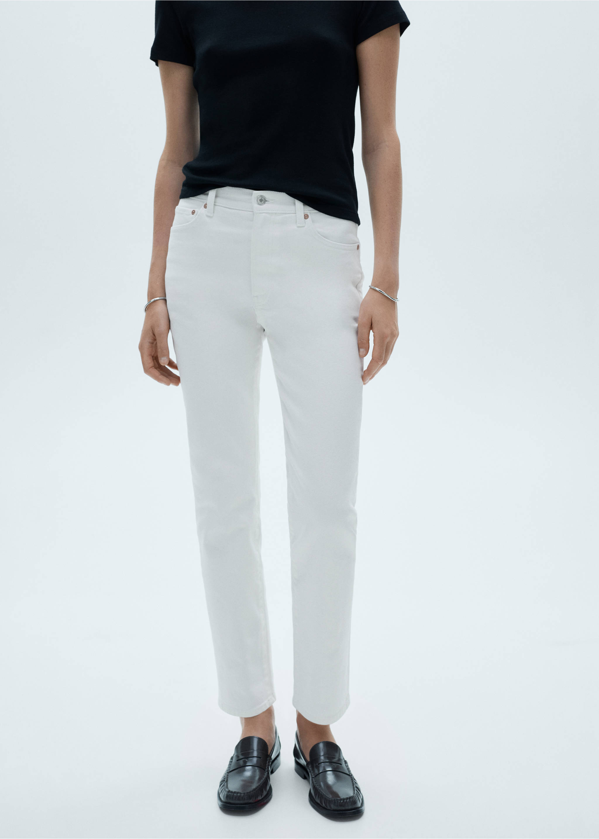 Claudia slim-fit cropped jeans - Details of the article 3, White. Ref: 77040593-00.