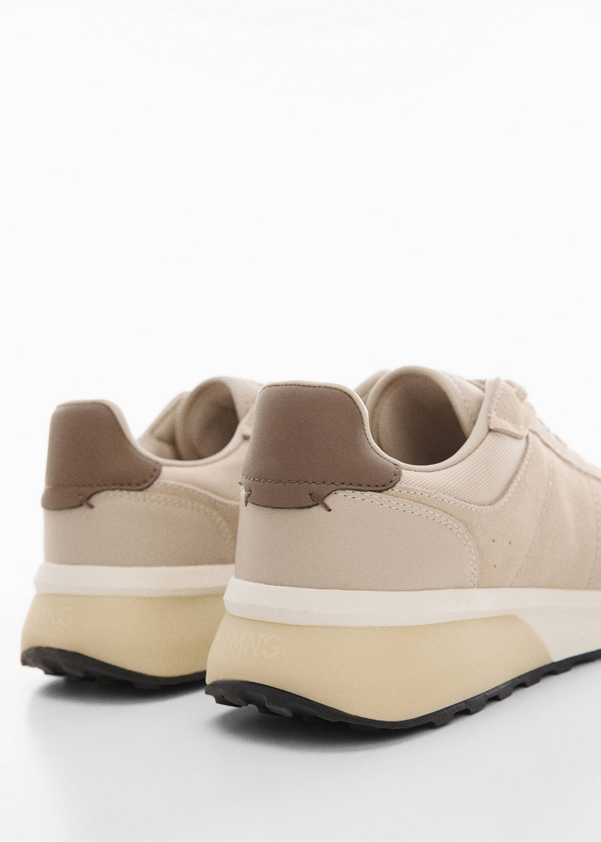 Leather mixed sneakers - Details of the article 1, Beige. Ref: 77040594-00.