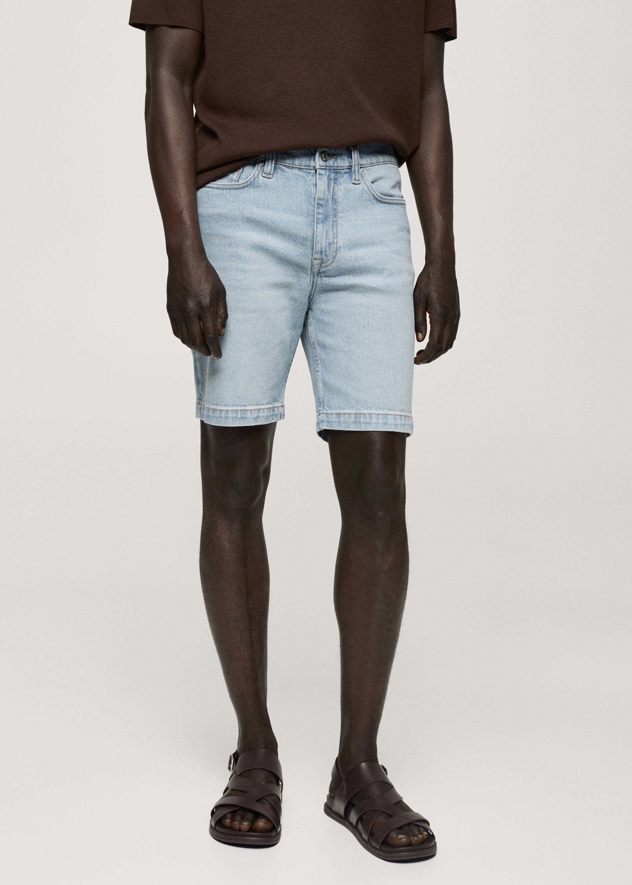 Regular-fit denim bermuda shorts - Medium plane
