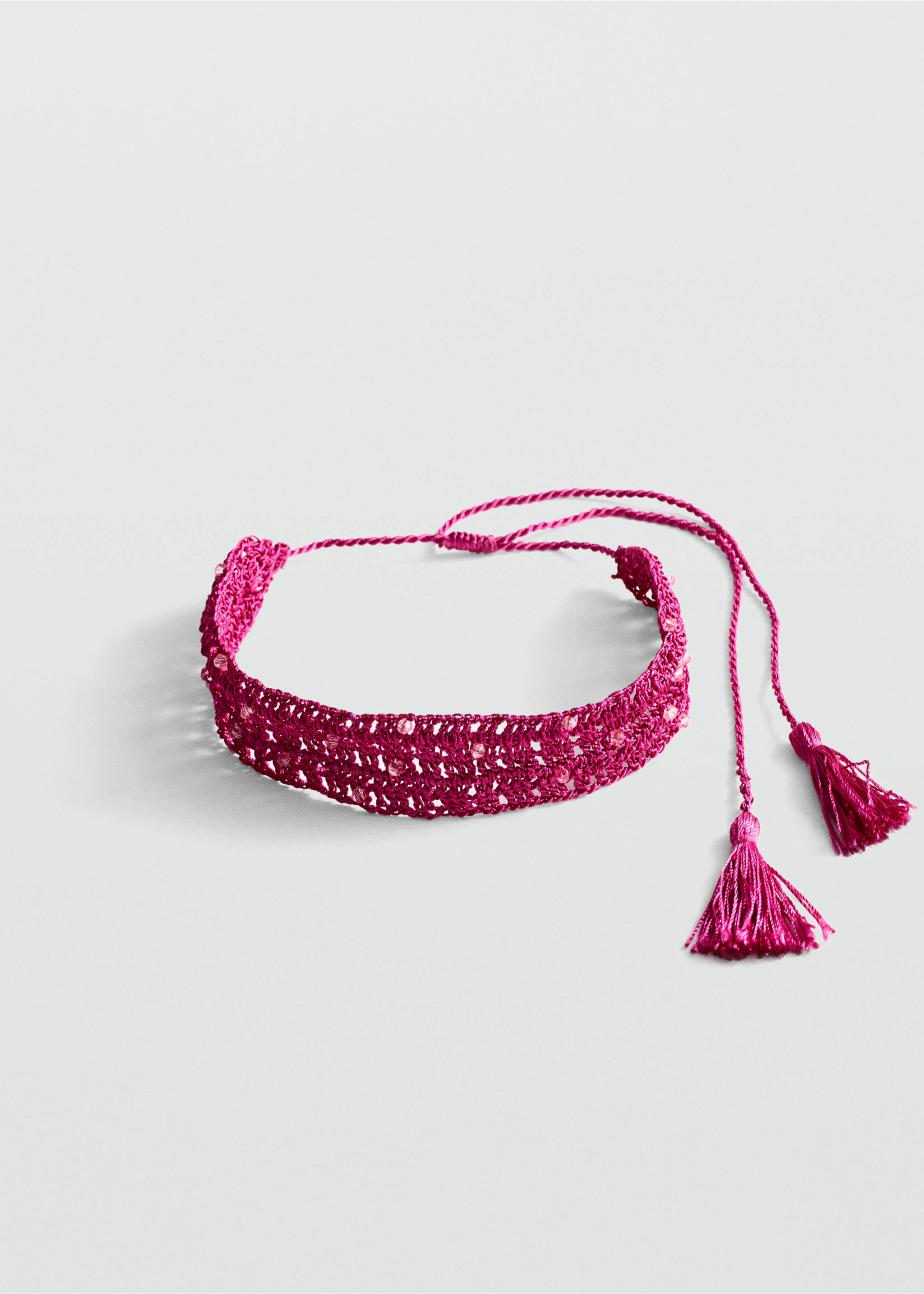 Crystal choker necklace - Article without model, Fuchsia. Ref: 77040602-00.