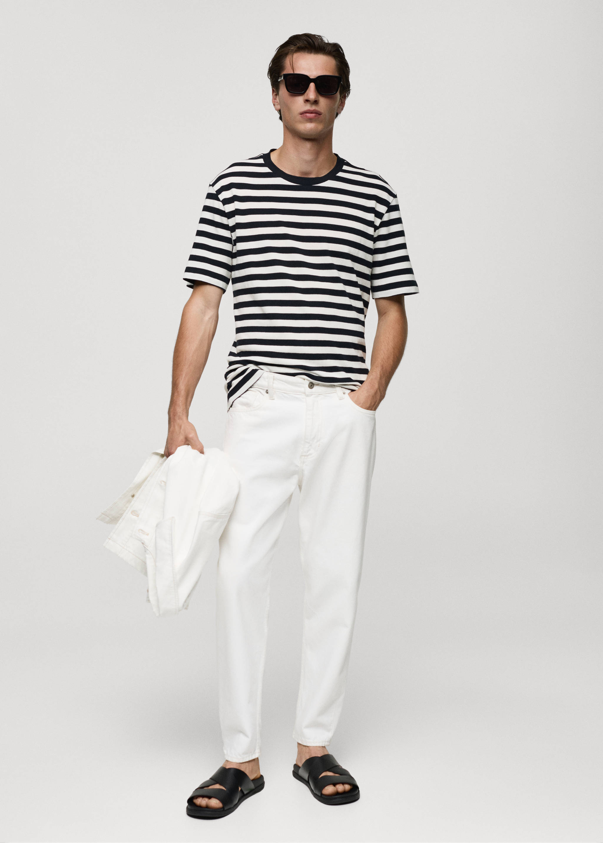 T-shirt regular-fit 100 % coton rayures - Plan général