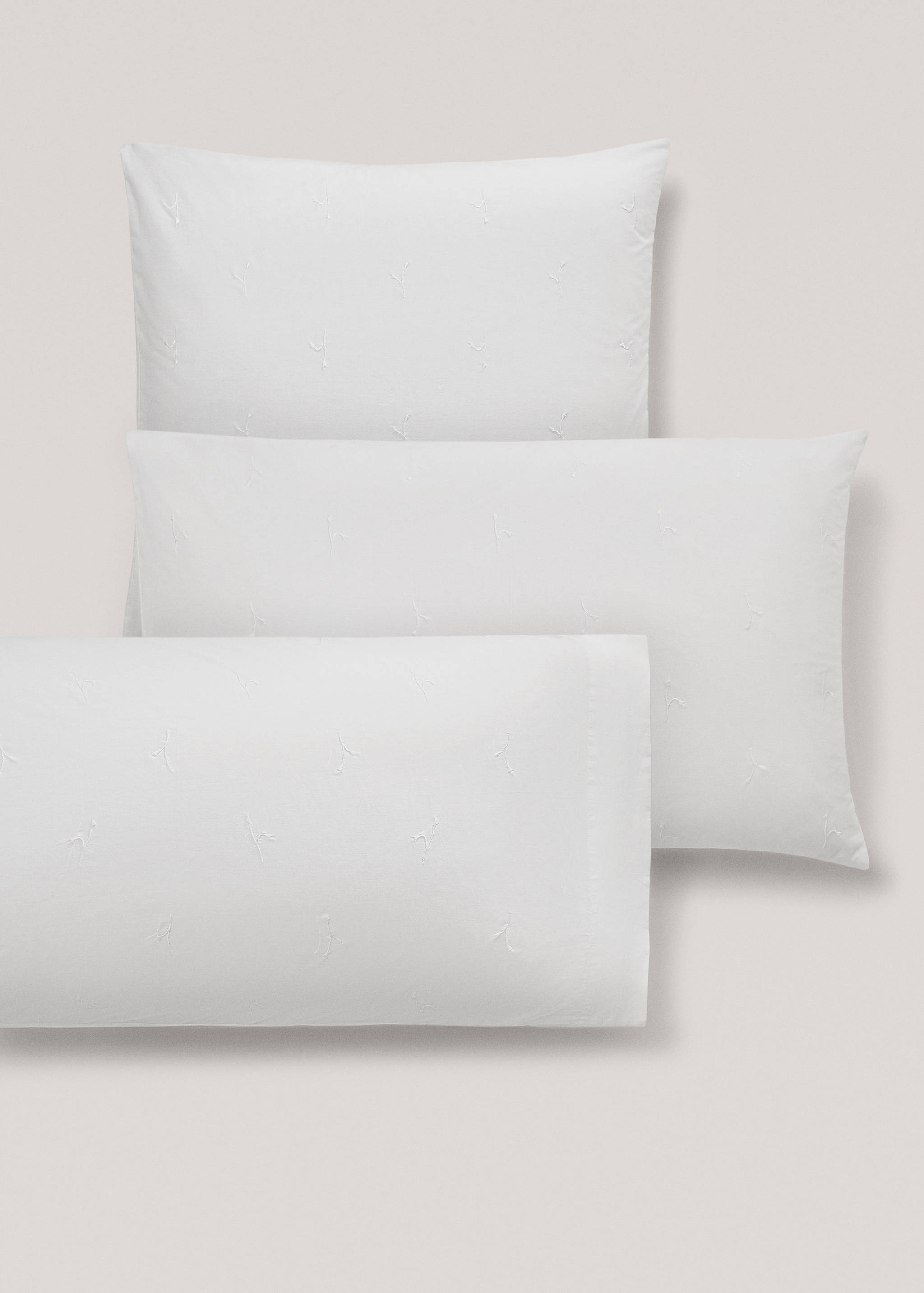 Floral embroidered cotton pillowcase 60x60cm - Details of the article 5