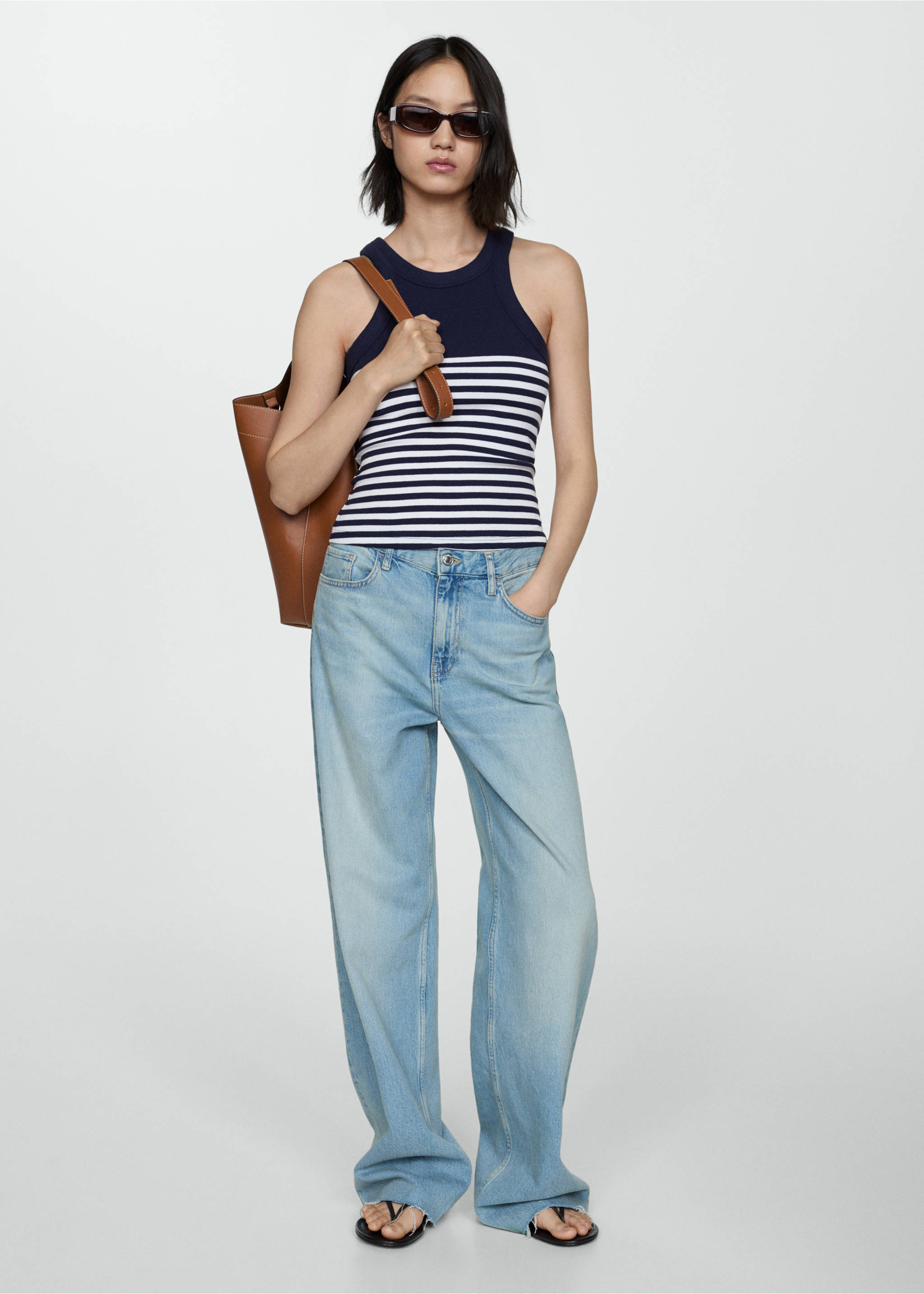 Stripe-print top - General plane, Dark Navy. Ref: 77040624-00.
