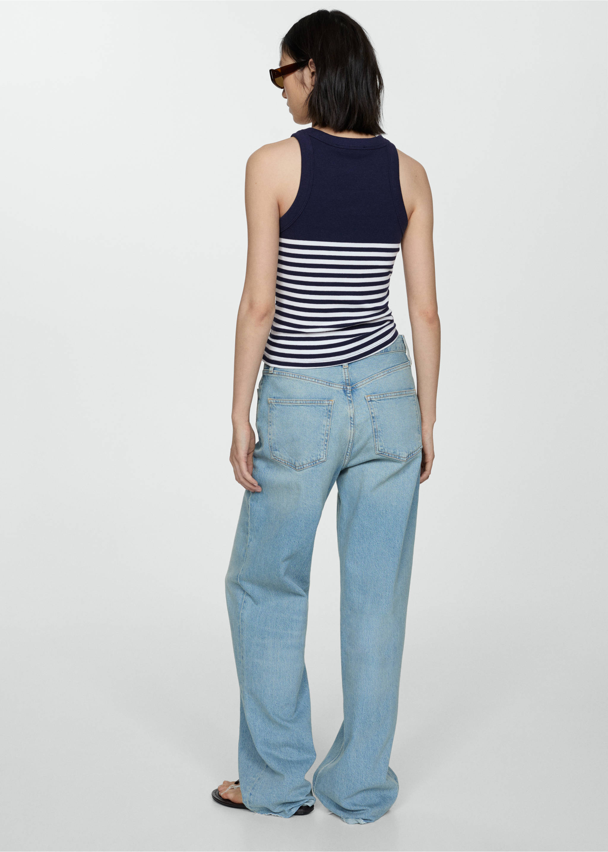 Stripe-print top - Reverse of the article, Dark Navy. Ref: 77040624-00.