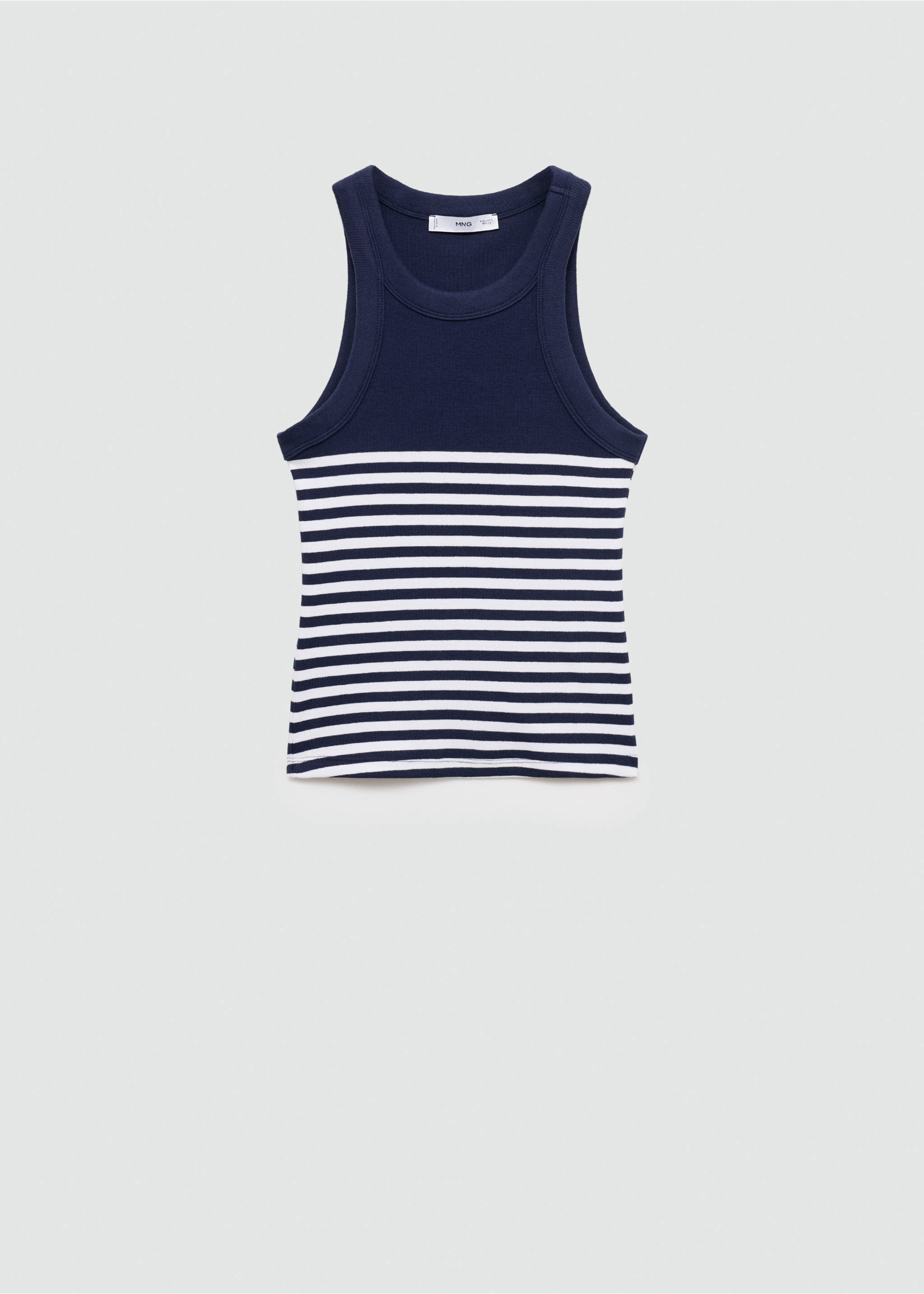 Stripe-print top - Article without model, Dark Navy. Ref: 77040624-00.