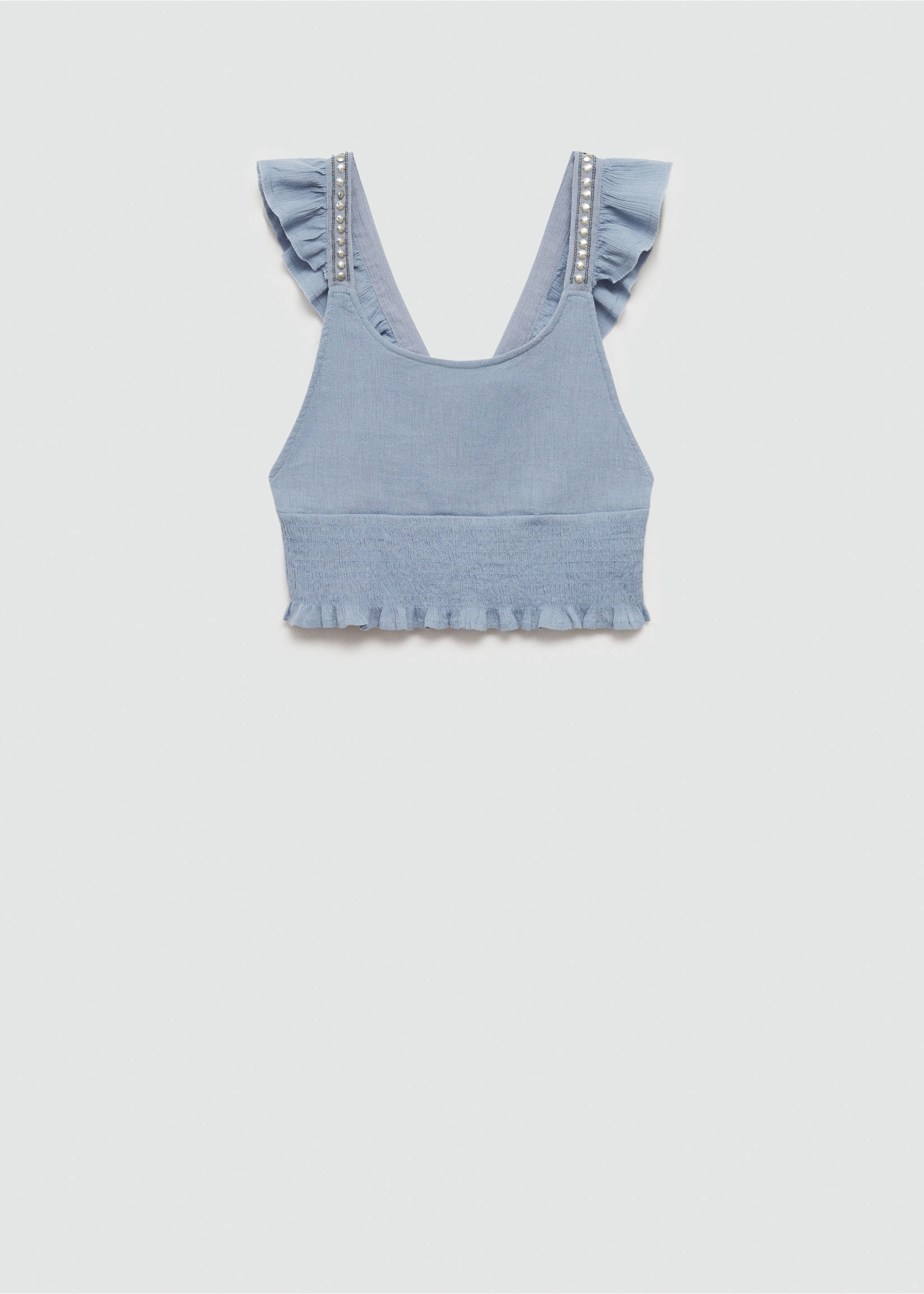 Ruched cotton top - Article without model, Sky Blue. Ref: 77040631-00.