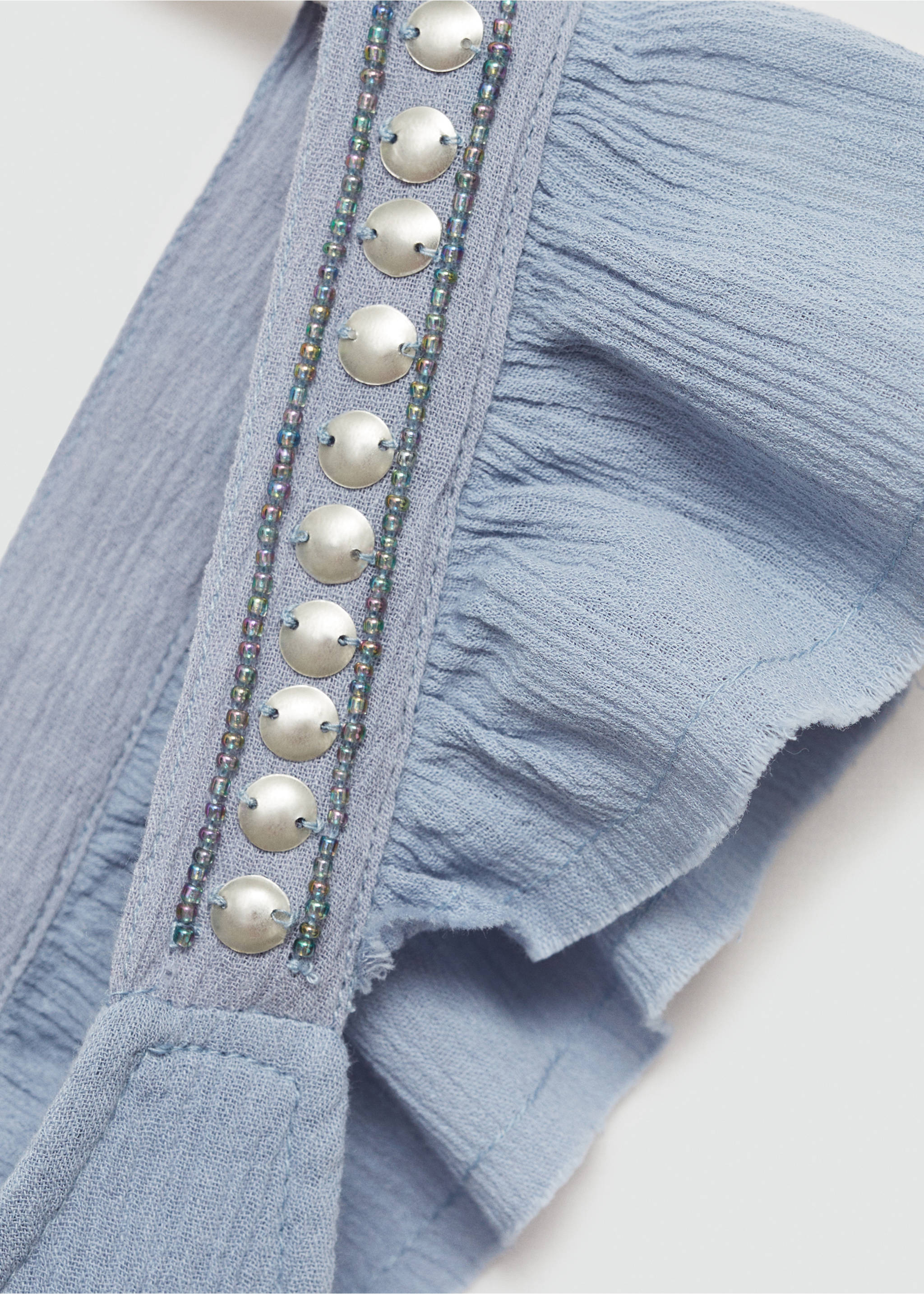 Ruched cotton top - Details of the article 8, Sky Blue. Ref: 77040631-00.