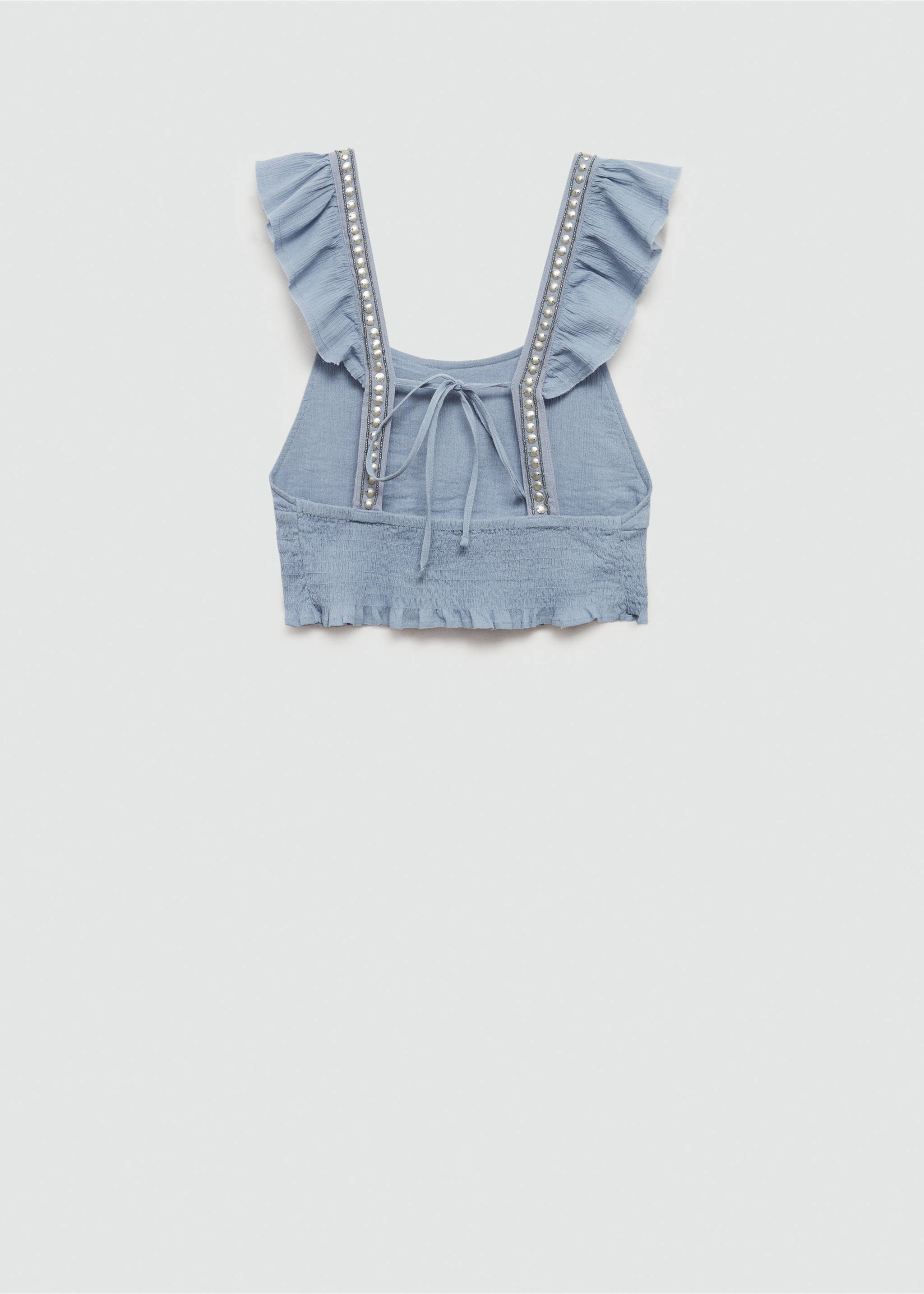 Ruched cotton top - Details of the article 0, Sky Blue. Ref: 77040631-00.