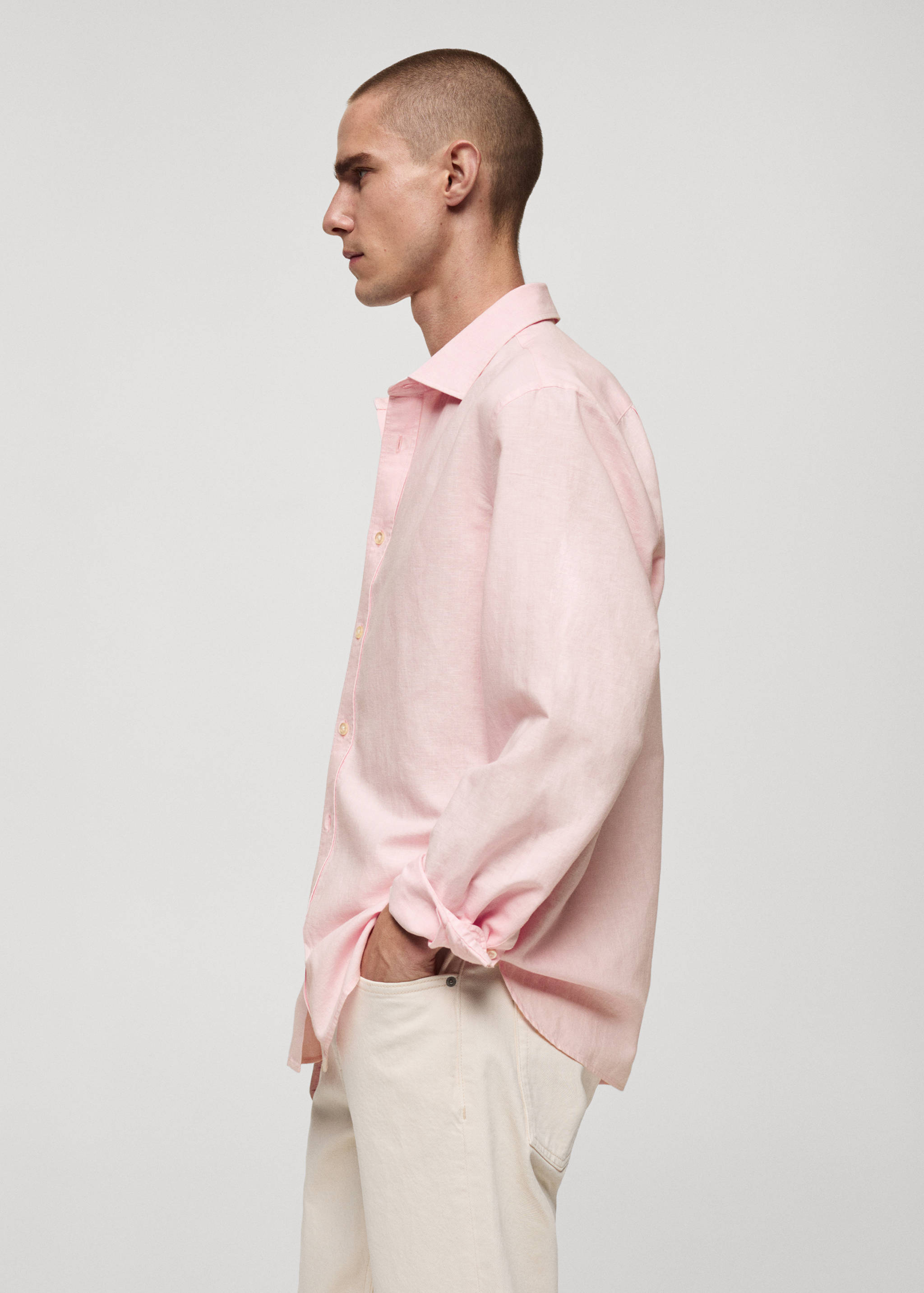 Classic-fit linen-blend shirt - Details of the article 2