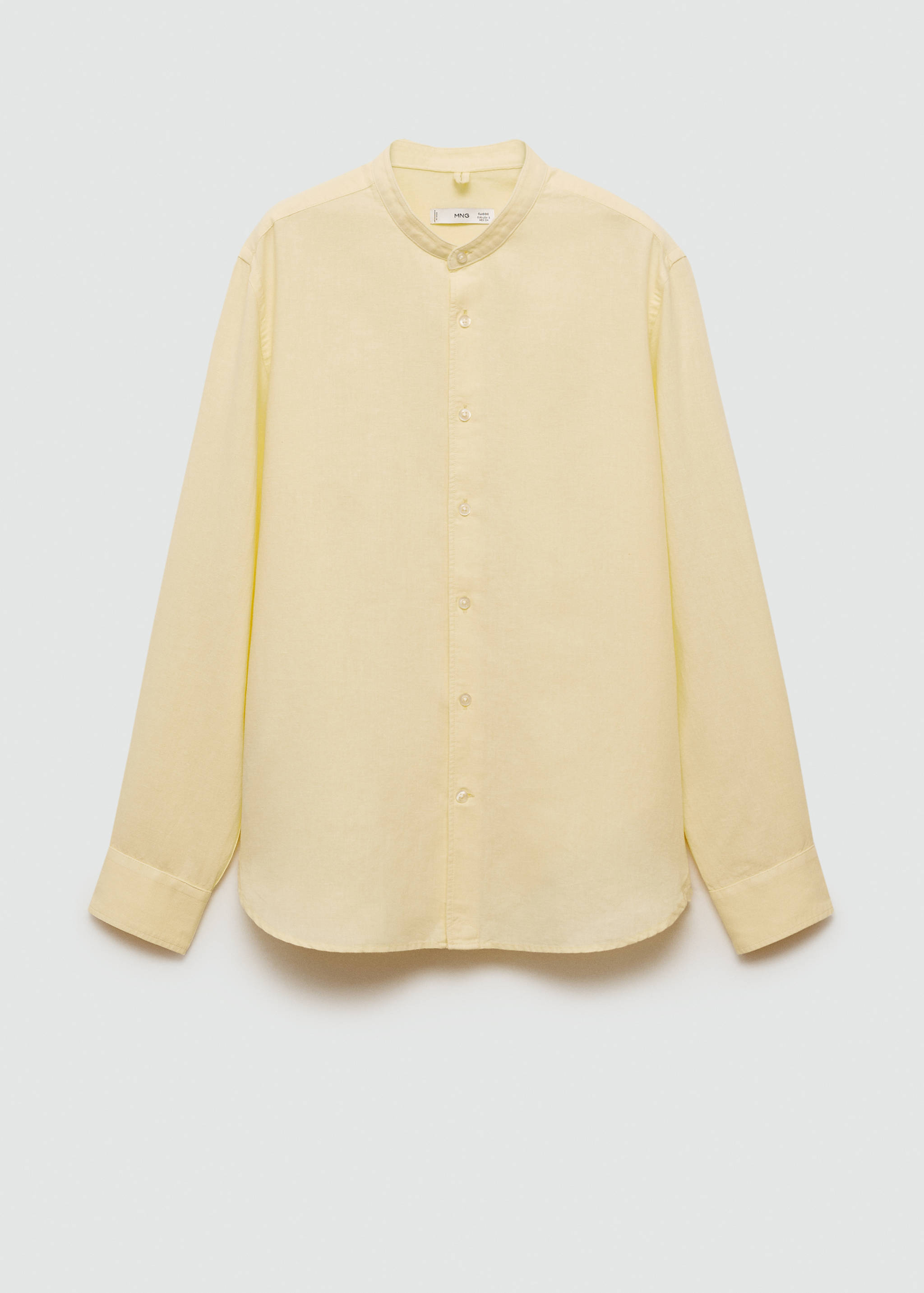 Classic-fit linen shirt with mandarin collar - Article without model