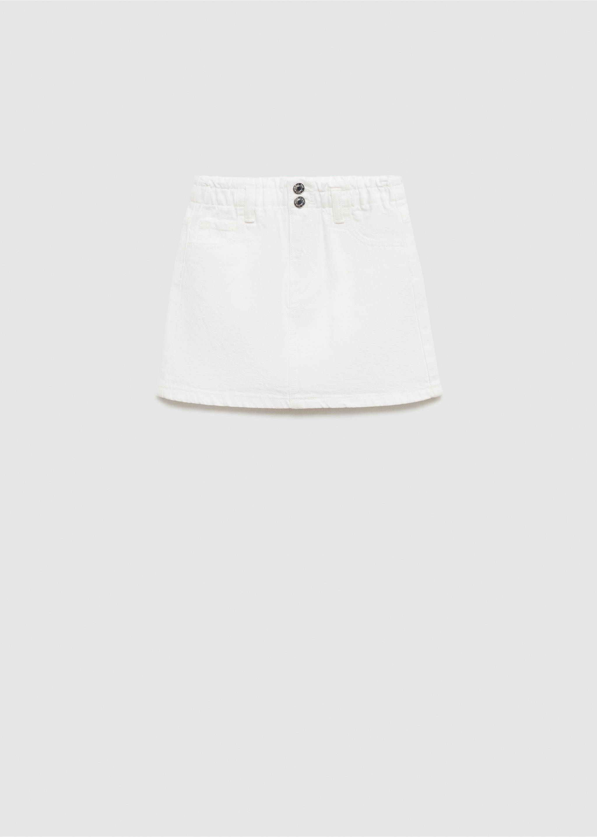 Paperbag denim skirt - Article without model, White. Ref: 77041008-00.