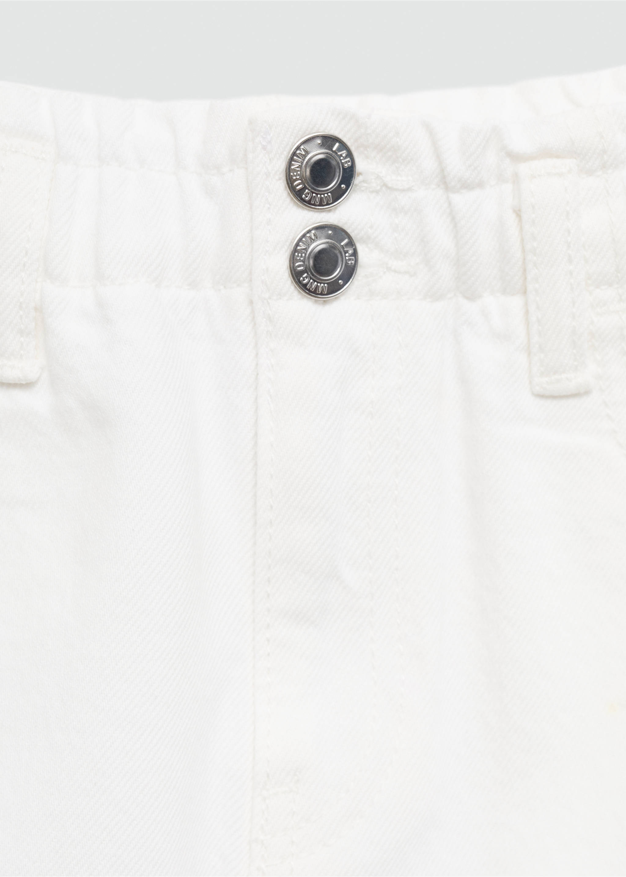Paperbag denim skirt - Details of the article 8, White. Ref: 77041008-00.