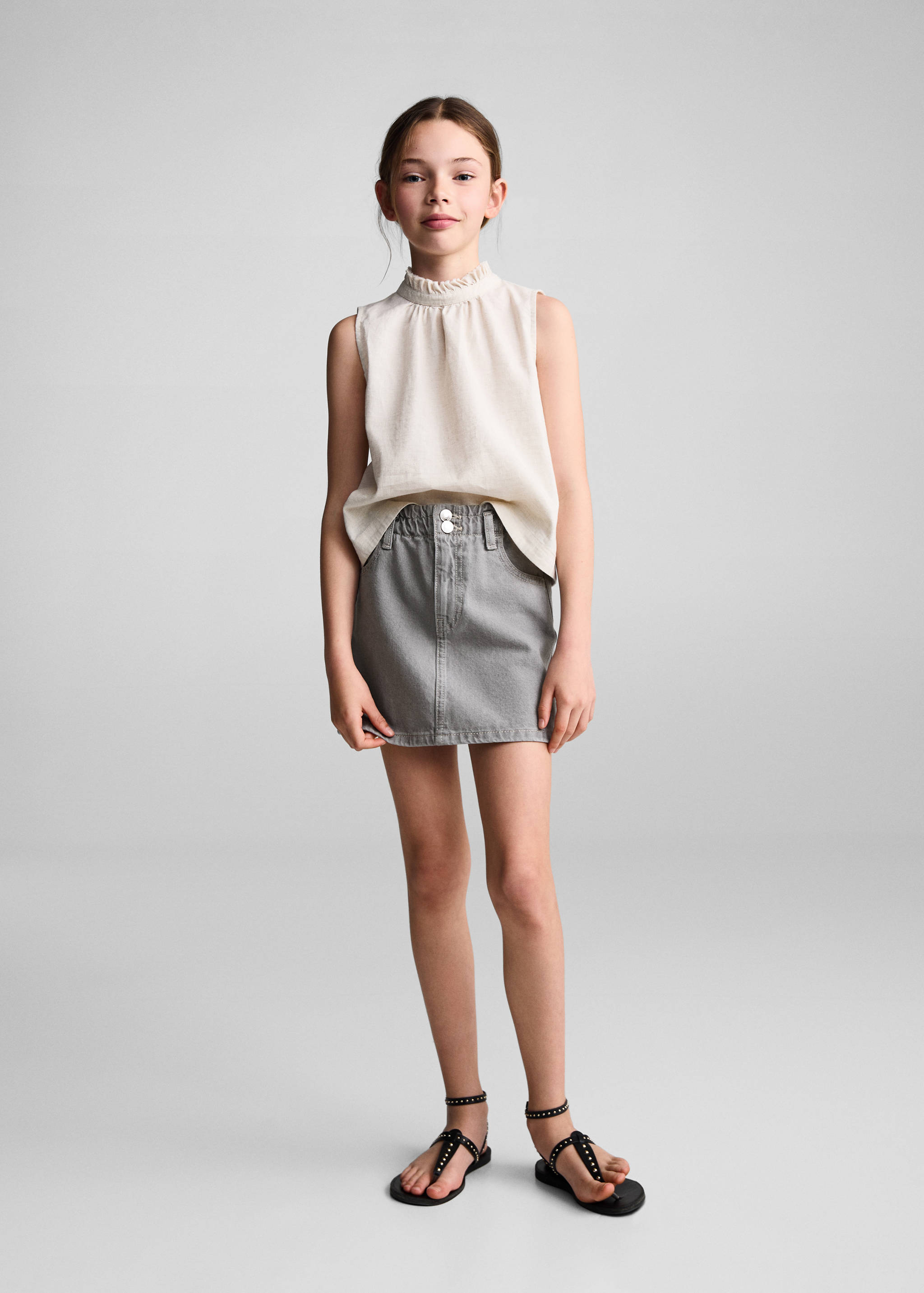 Paperbag denim skirt - General plane