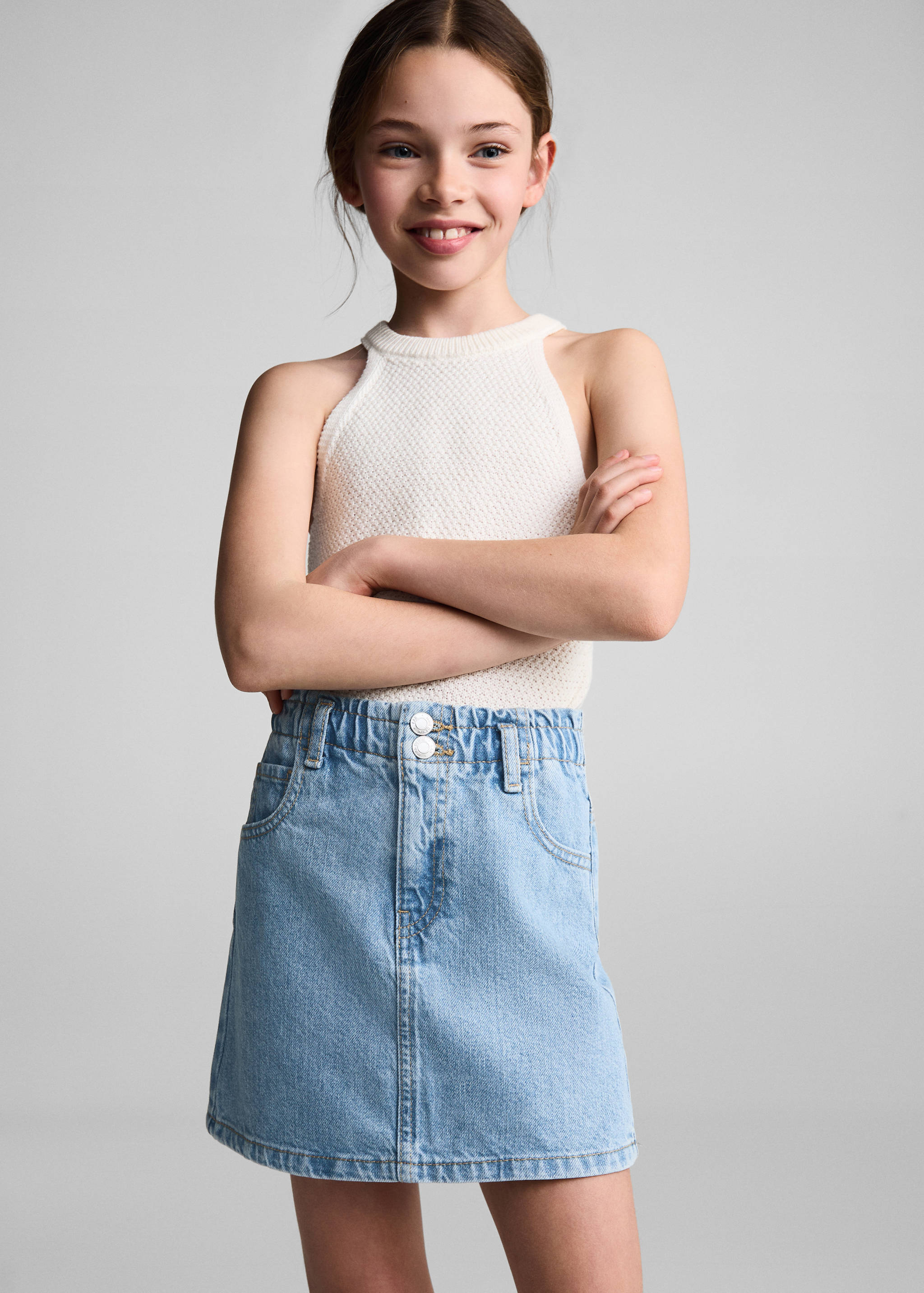 Paperbag denim skirt - Medium plane