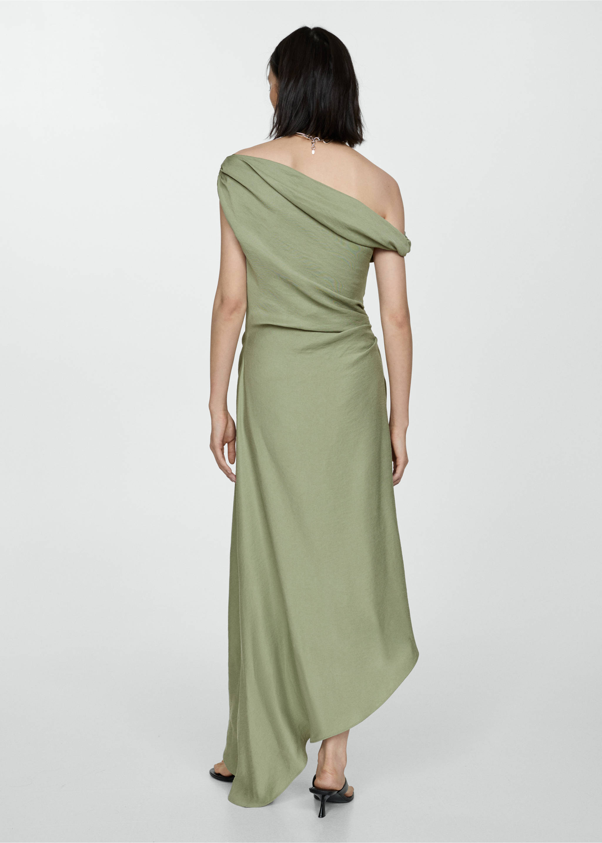 Asymmetrical pleated dress - Reverse of the article, Medium Green. Ref: 77041017-00.