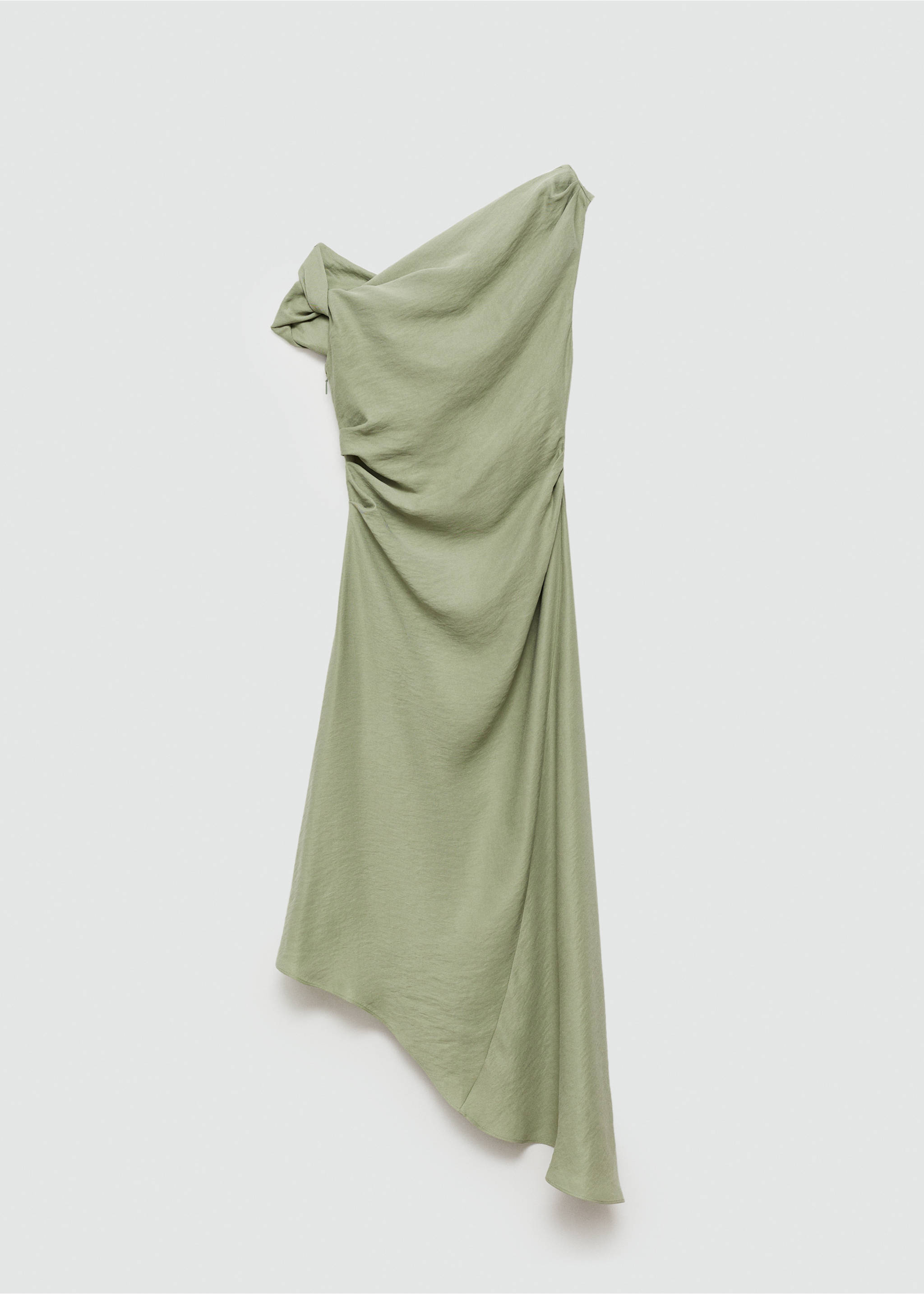 Asymmetrical pleated dress - Article without model, Medium Green. Ref: 77041017-00.