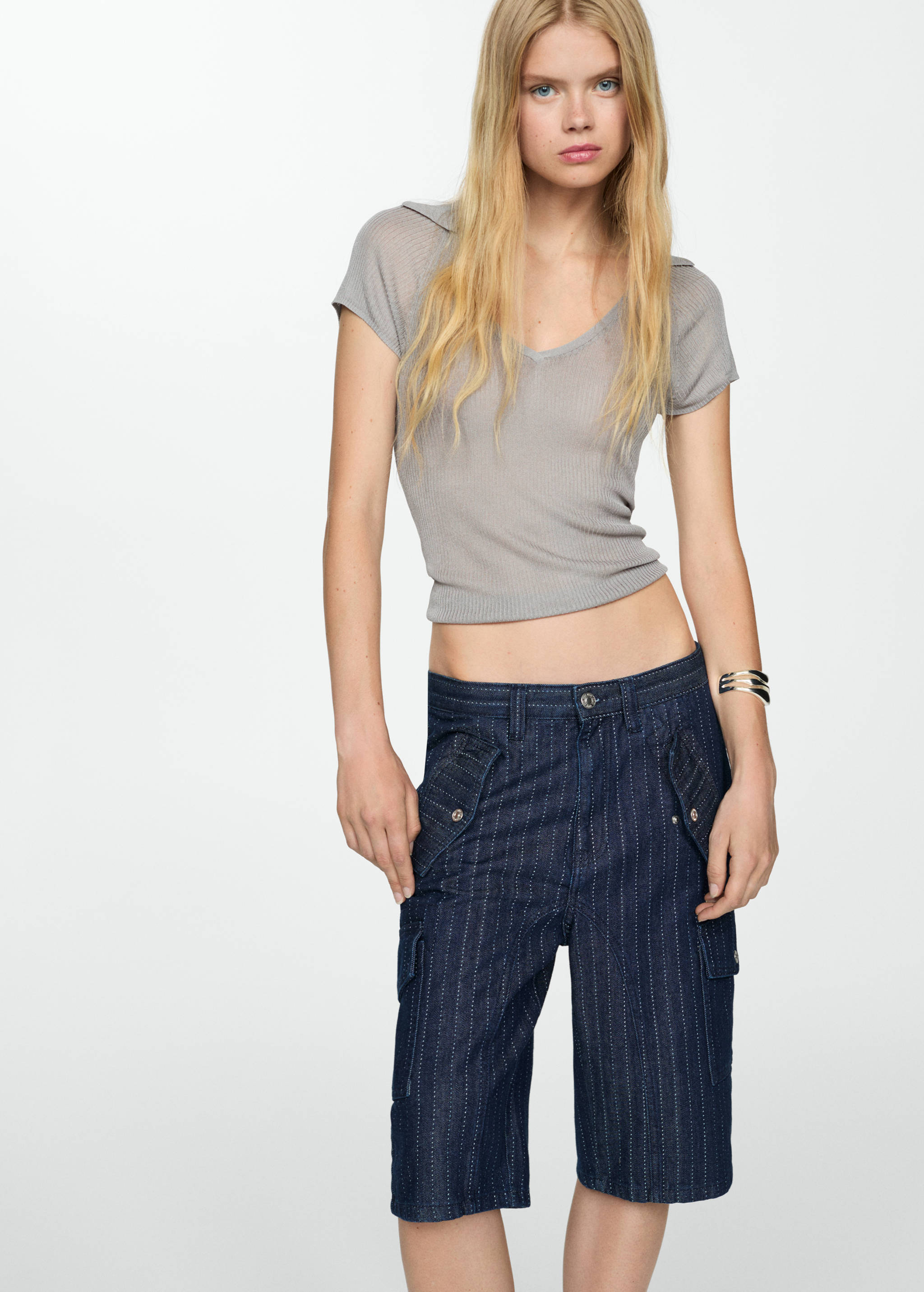 Jeansowe bermudy z ozdobnymi szwami - Szczegóły artykułu 2