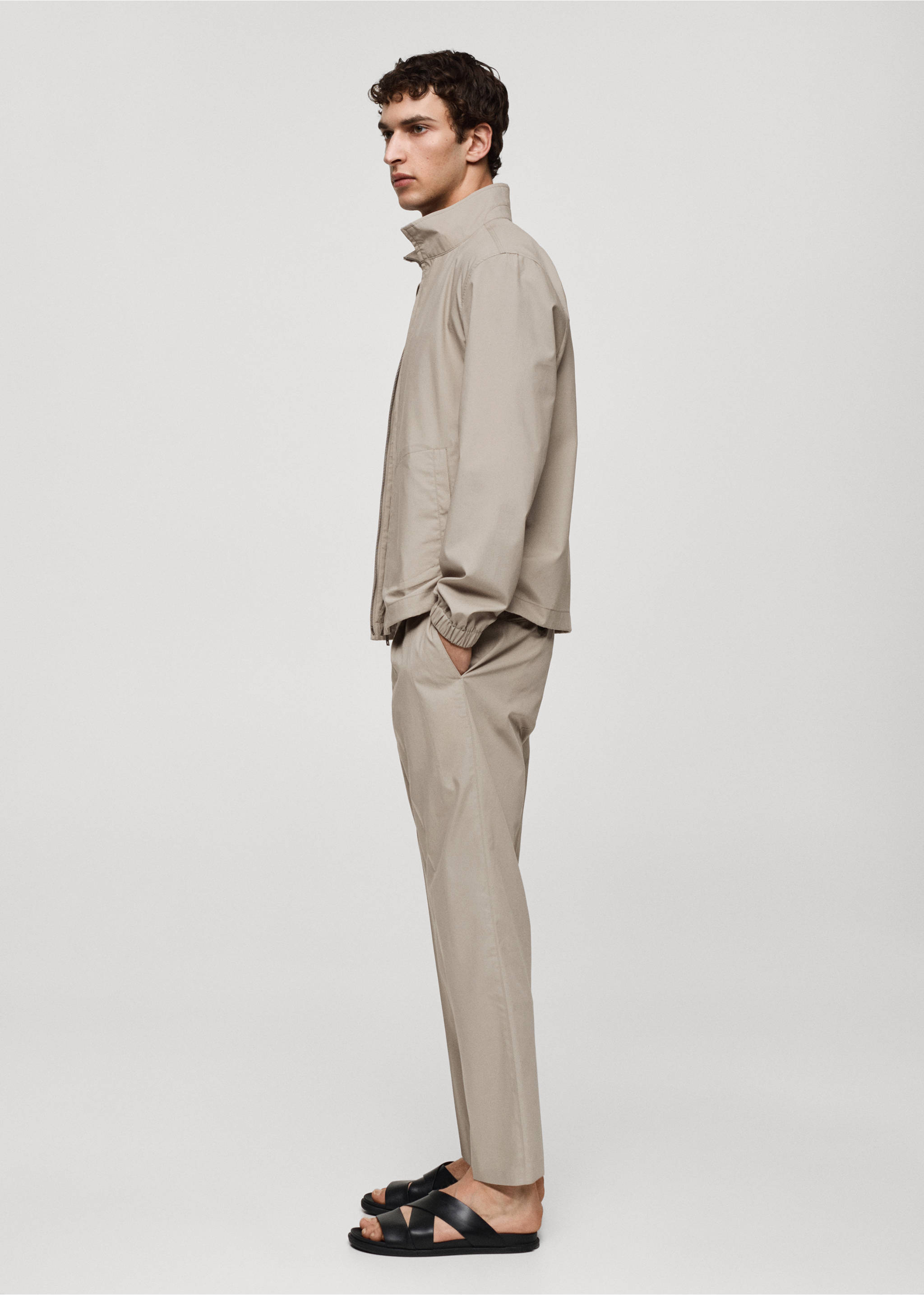 Zip-up lyocell jacket - Details of the article 2, Grey. Ref: 77042534-00.