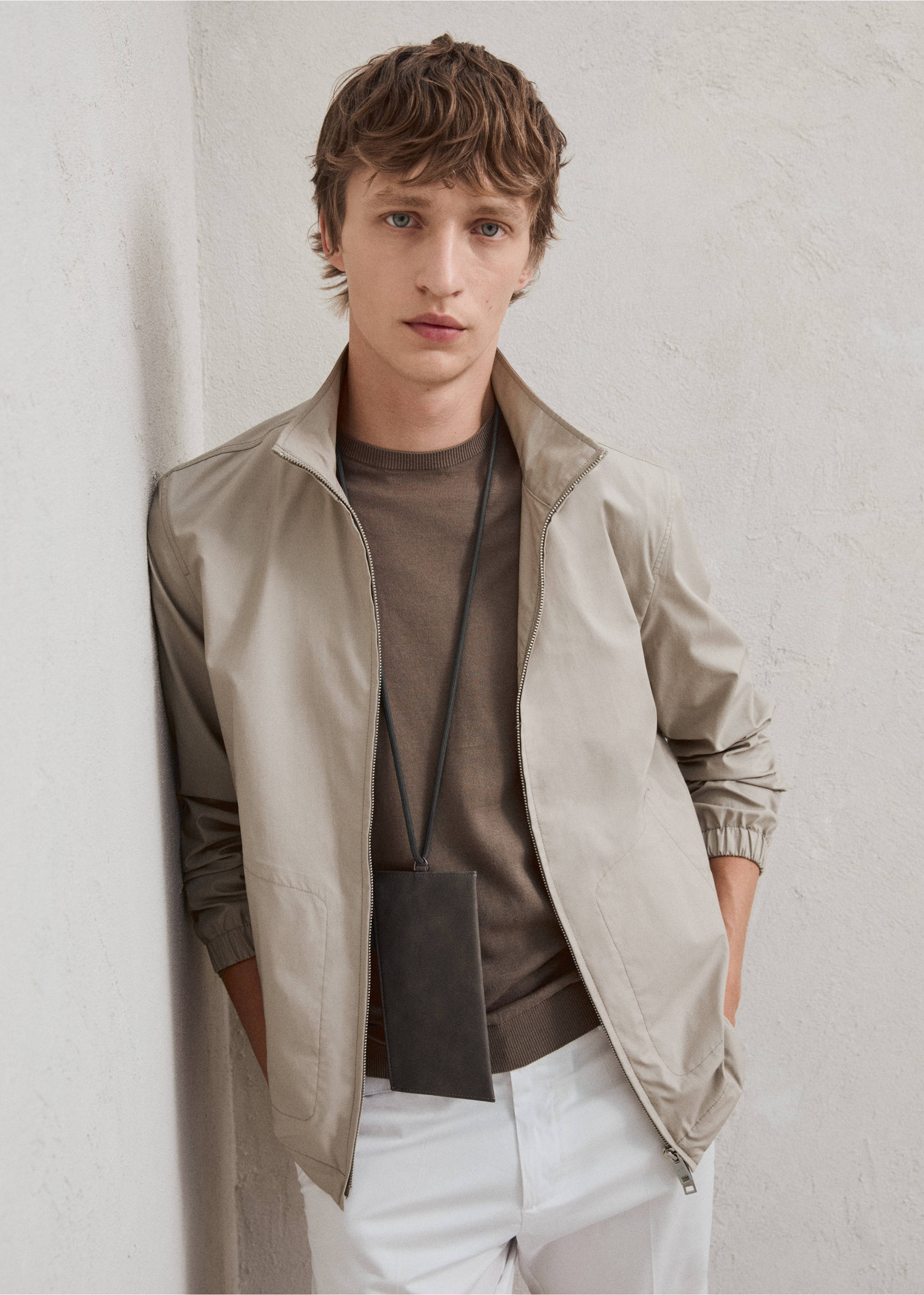 Zip-up lyocell jacket - Details of the article 3, Grey. Ref: 77042534-00.