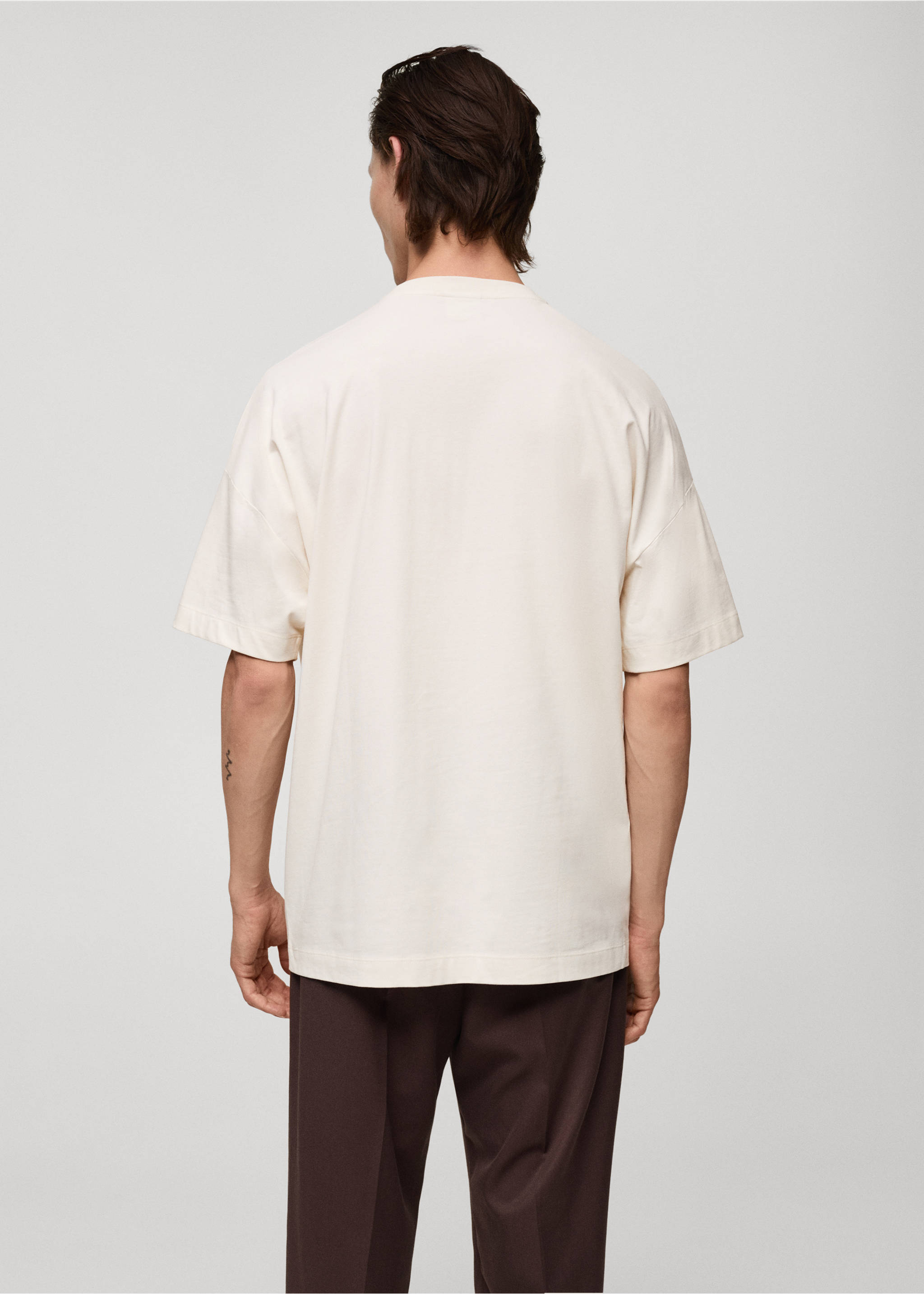 100% cotton oversized t-shirt - Reverse of the article, Ecru. Ref: 77042539-00.