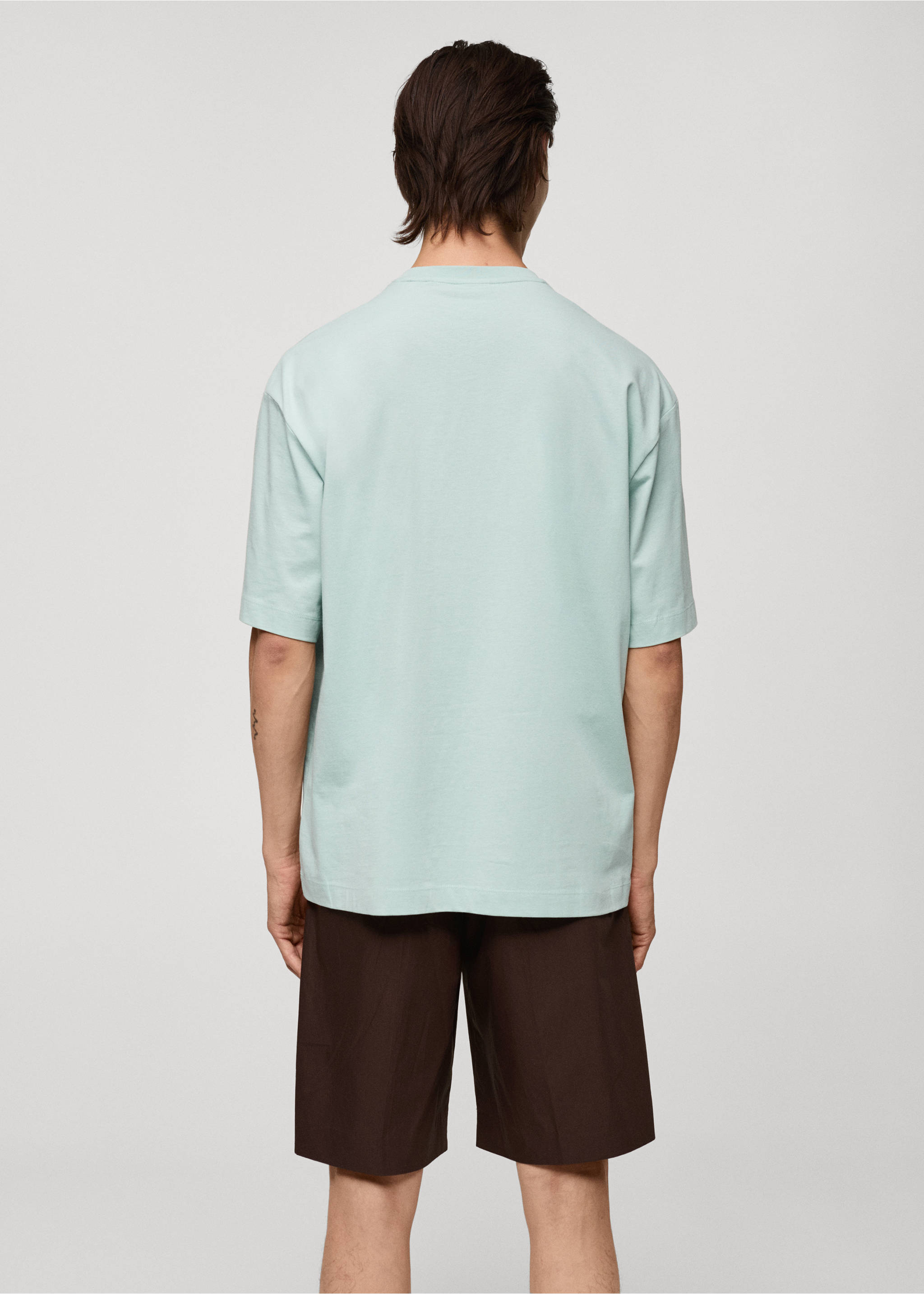 100% cotton oversized t-shirt - Reverse of the article, Aqua Green. Ref: 77042539-00.