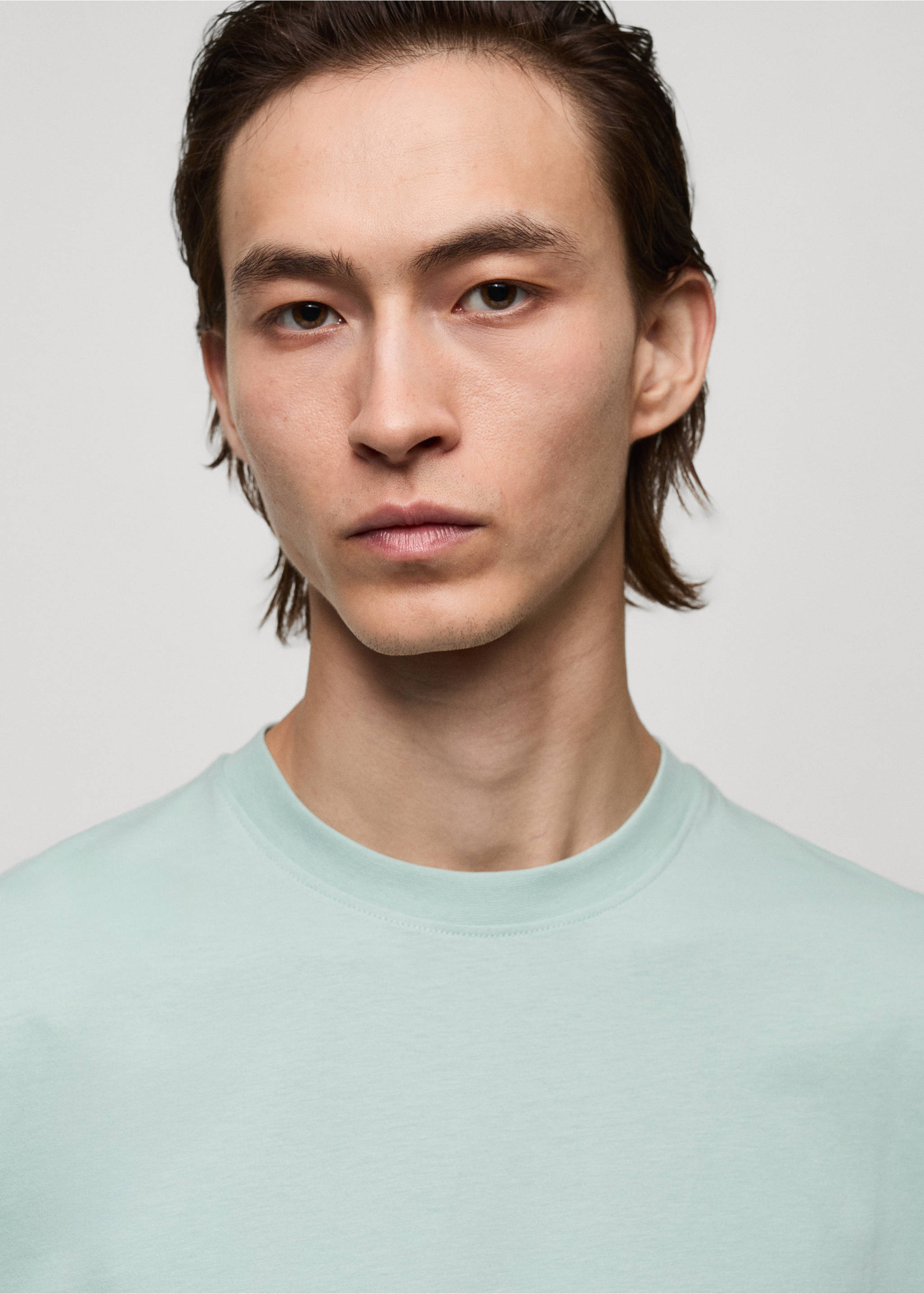 100% cotton oversized t-shirt - Details of the article 1, Aqua Green. Ref: 77042539-00.