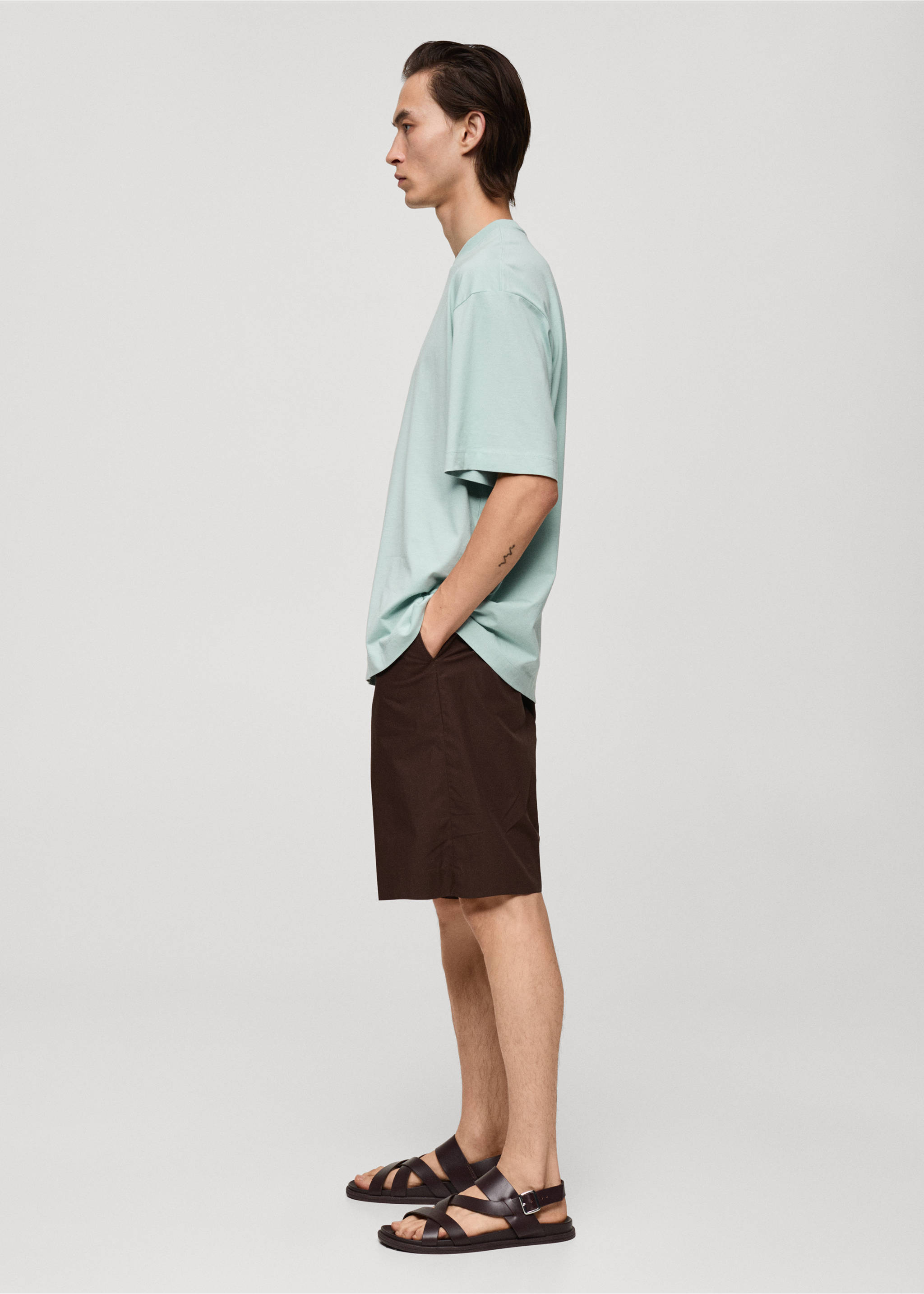 100% cotton oversized t-shirt - Details of the article 2, Aqua Green. Ref: 77042539-00.