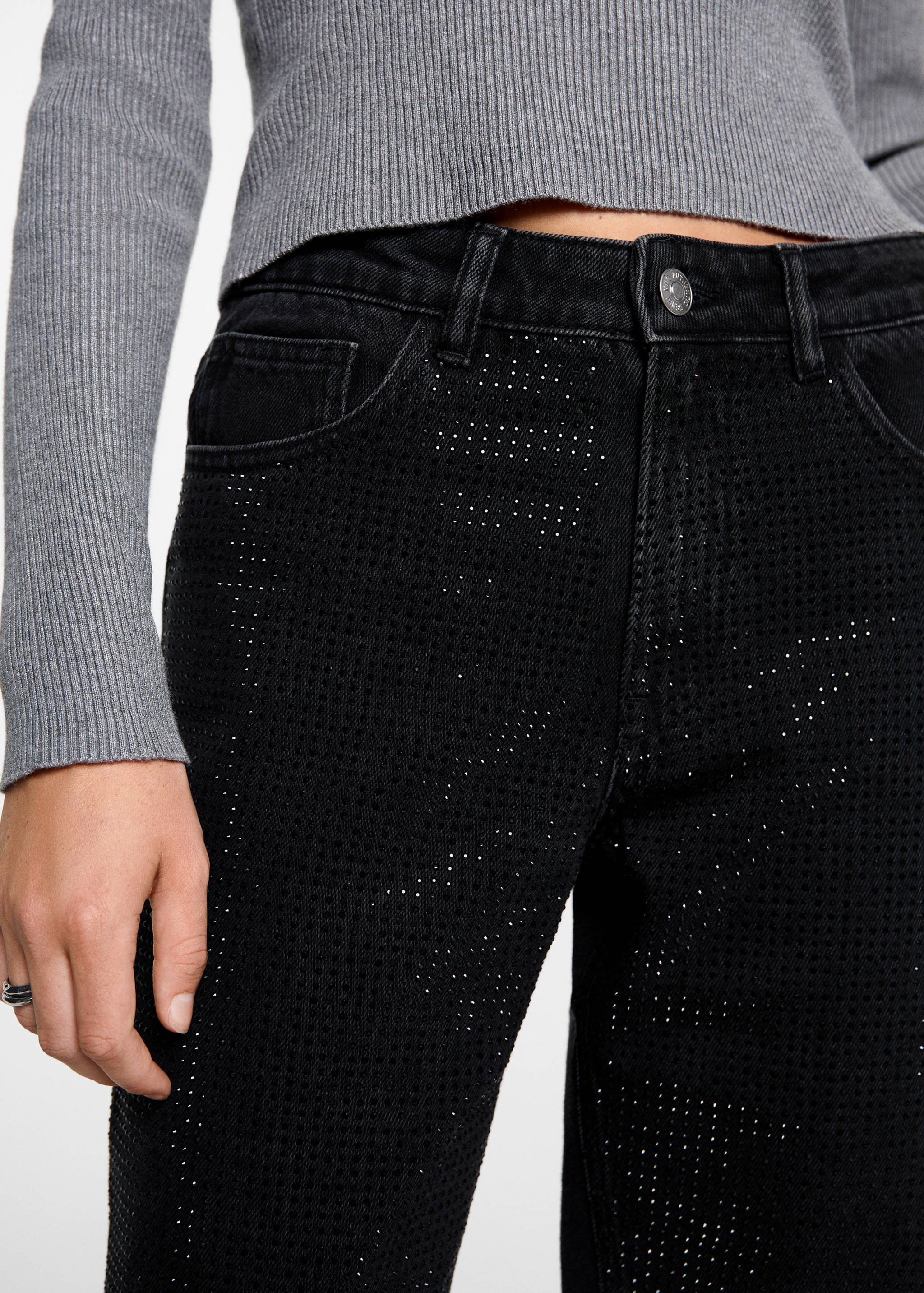 Straight jeans with rhinestone detail - Details of the article 6