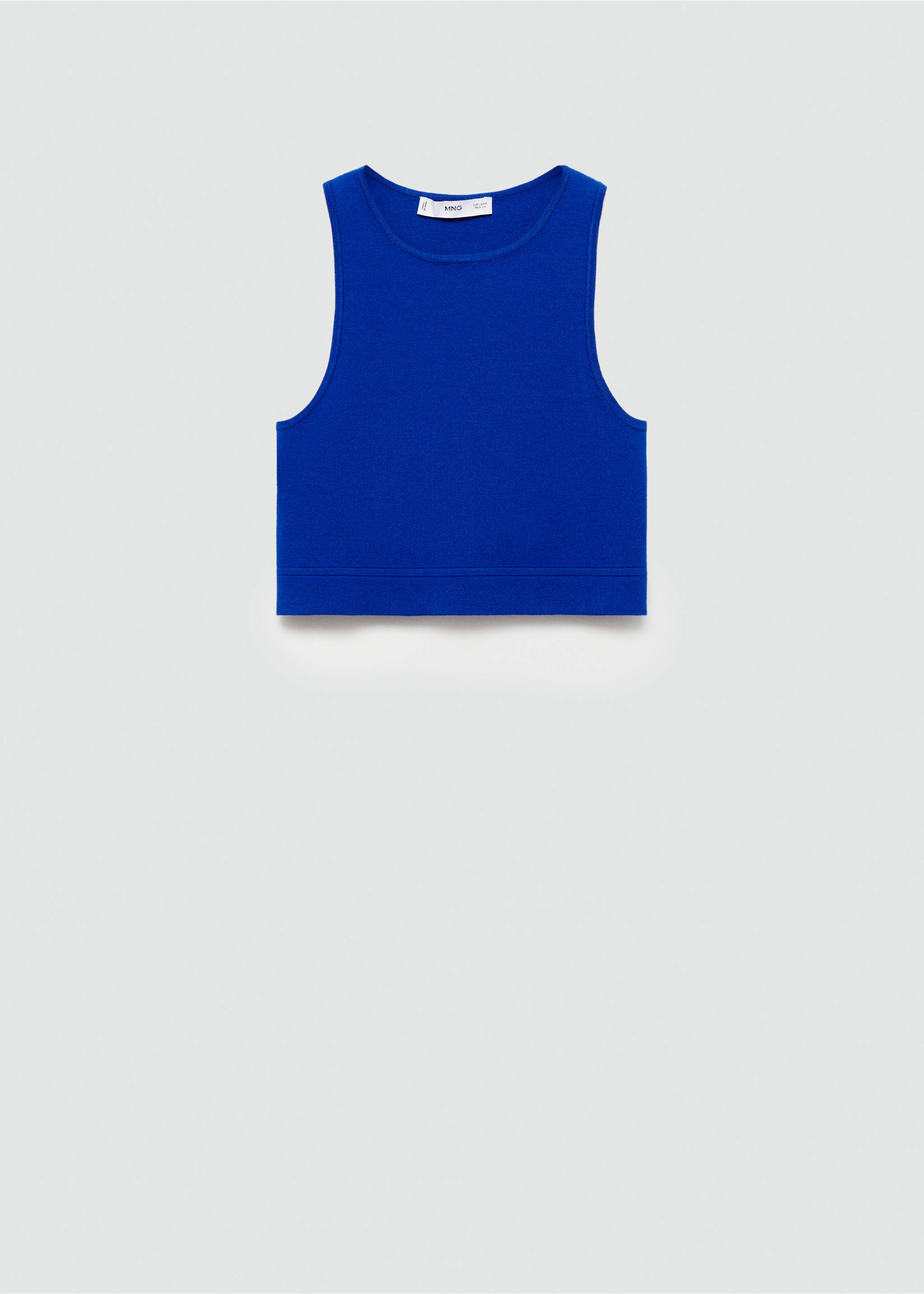 Knitted cropped top - Article without model, Vibrant blue. Ref: 77042921-00.