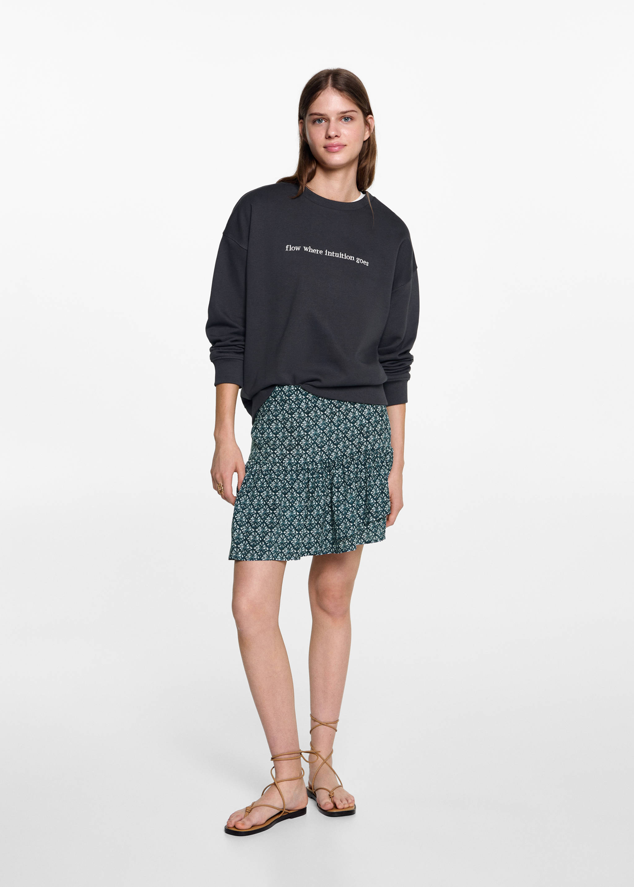 Sweat-shirt coton détails brodés - Plan général