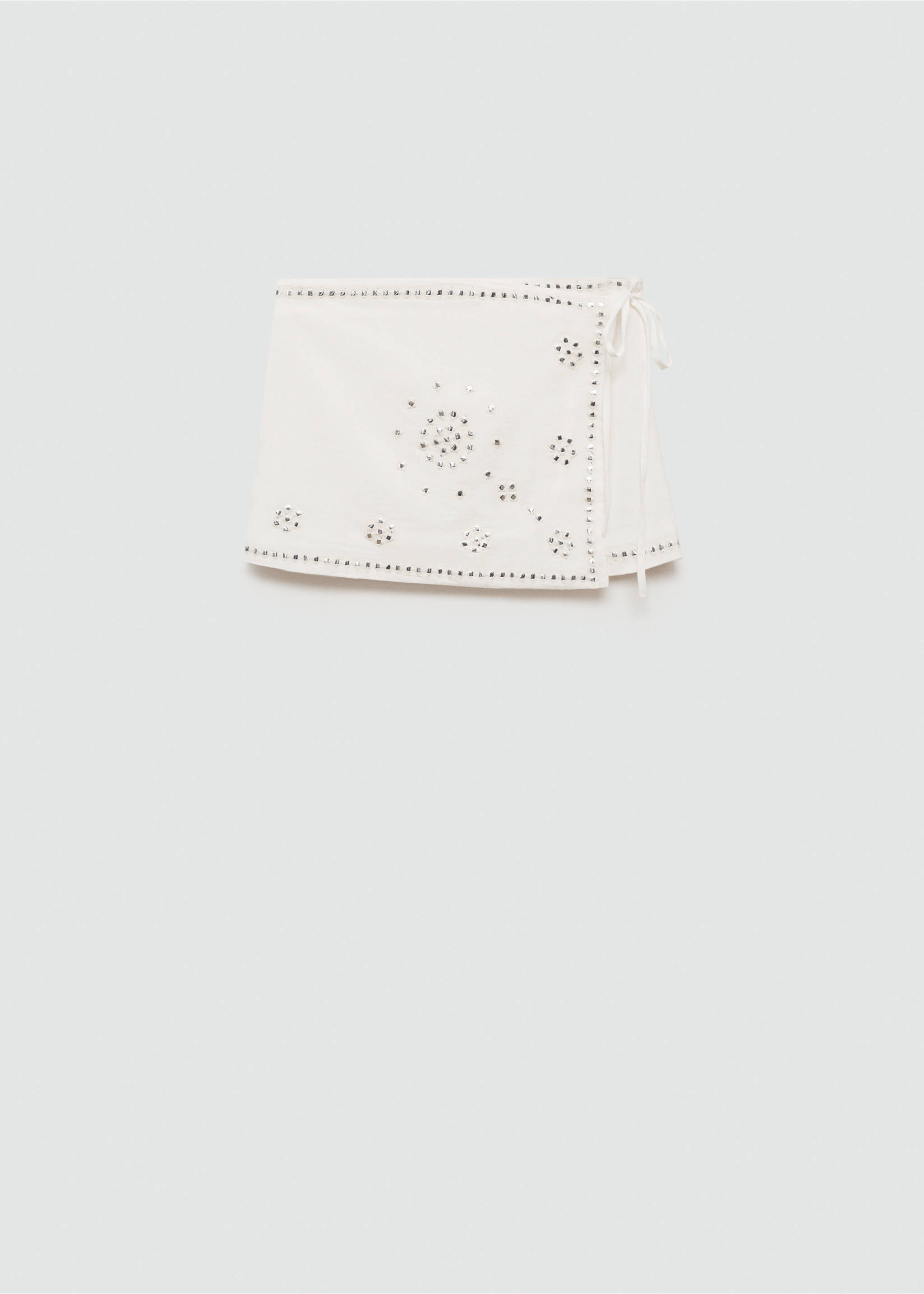 Mini skirt rhinestone bow - Article without model, White. Ref: 77043260-00.