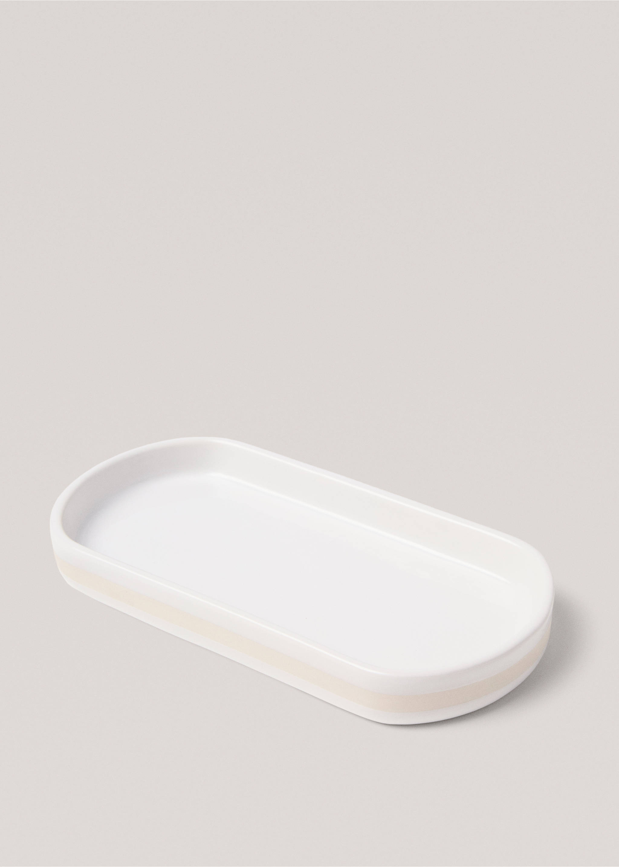 Stoneware bathroom tray - Details of the article 1, White. Ref: 77043262-00.