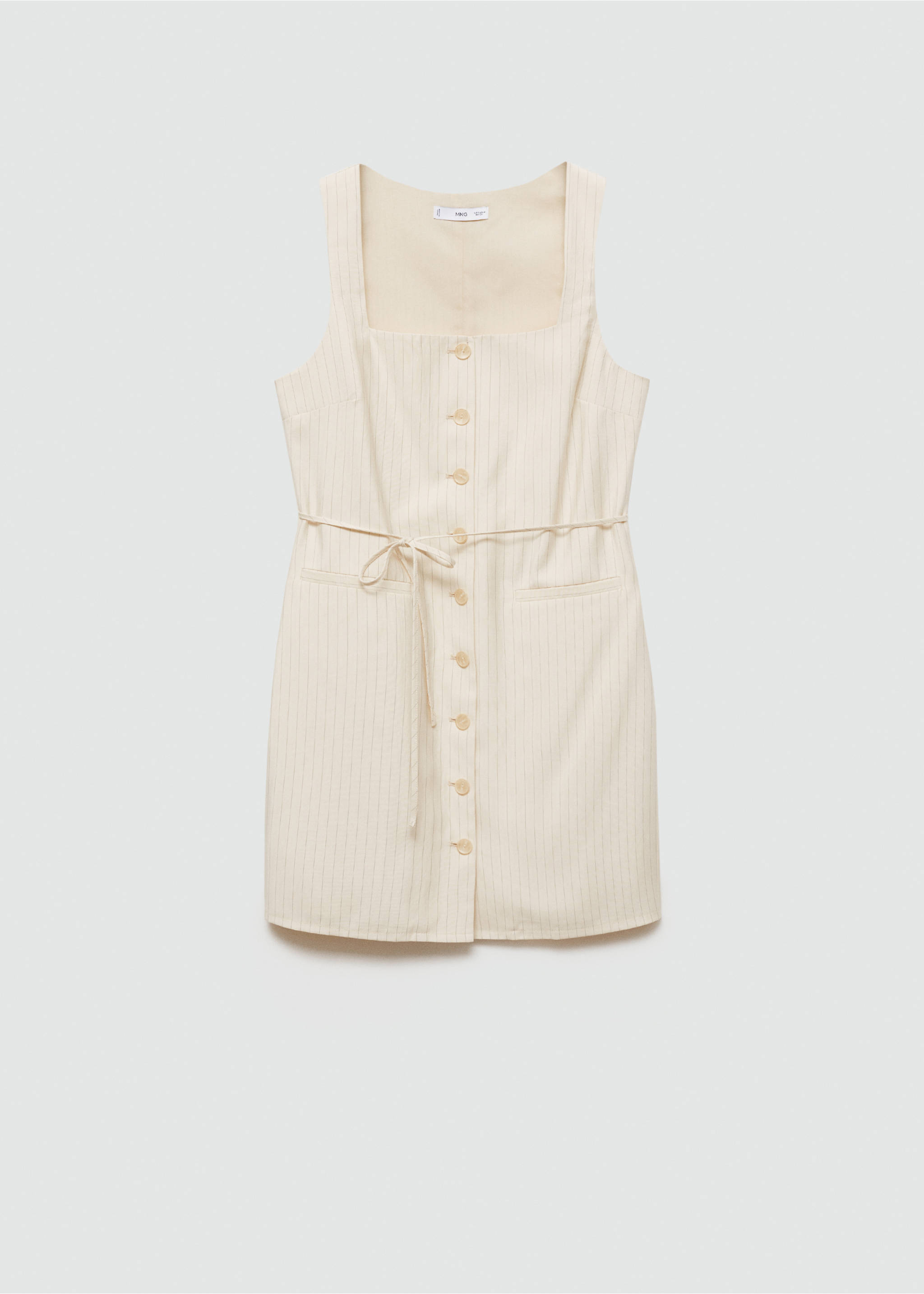 Striped bow dress - Article without model, Ecru. Ref: 77043275-00.