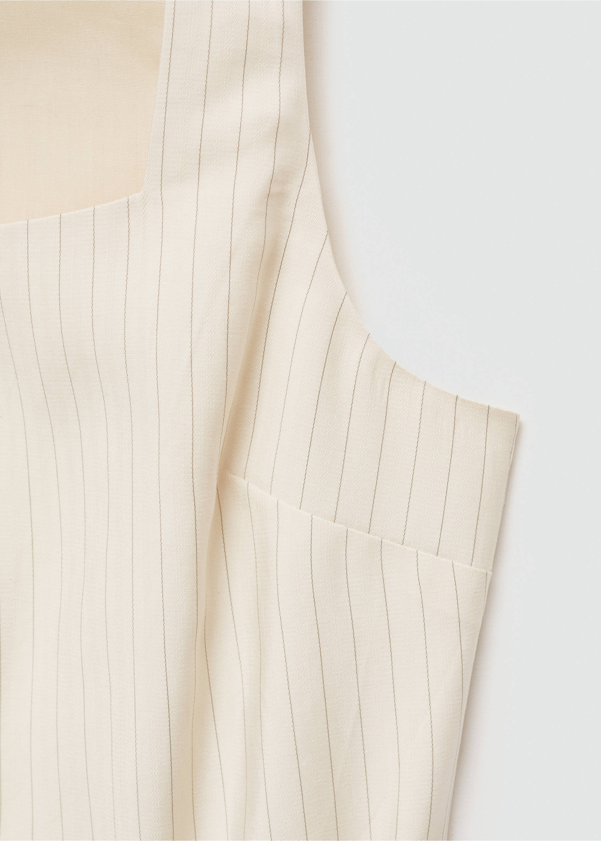 Striped bow dress - Details of the article 8, Ecru. Ref: 77043275-00.