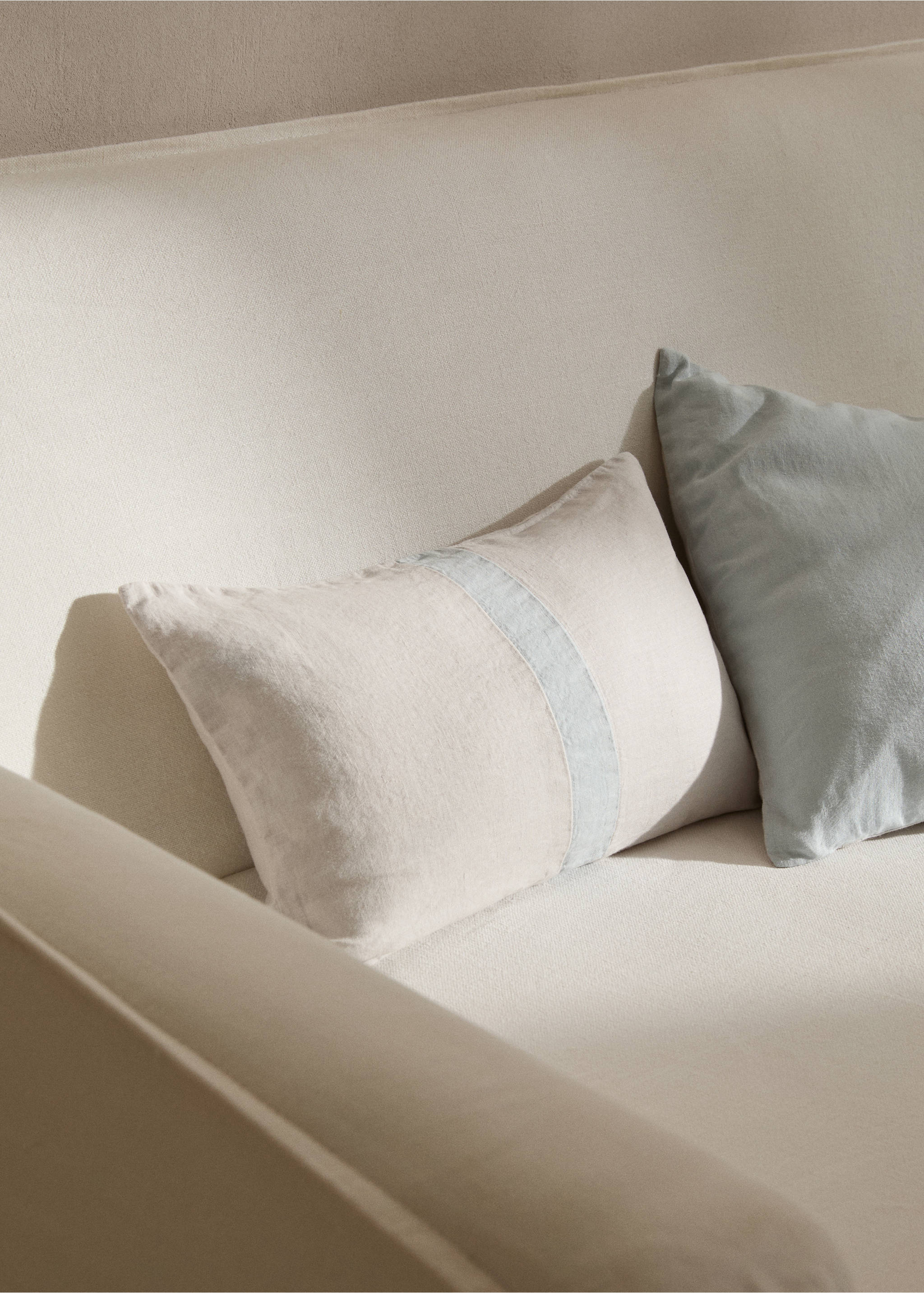 100% linen striped cushion cover 30x50cm - General plane, Aqua Green. Ref: 77043276-00.
