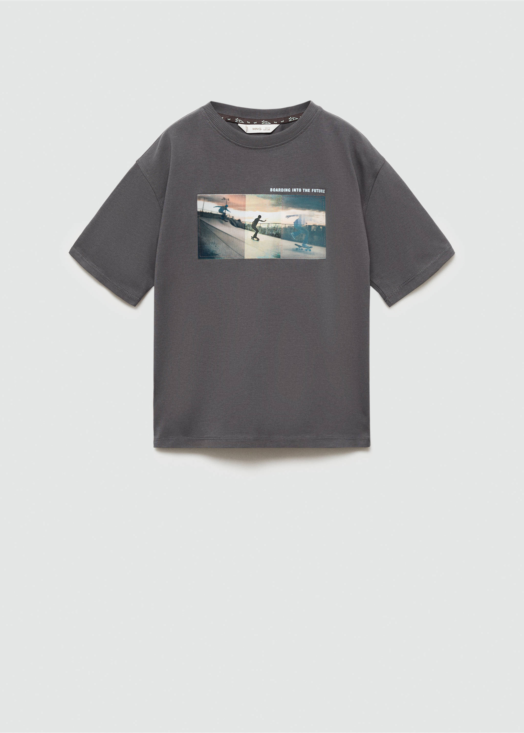 Printed cotton-blend T-shirt - Article without model, Charcoal. Ref: 77043282-00.