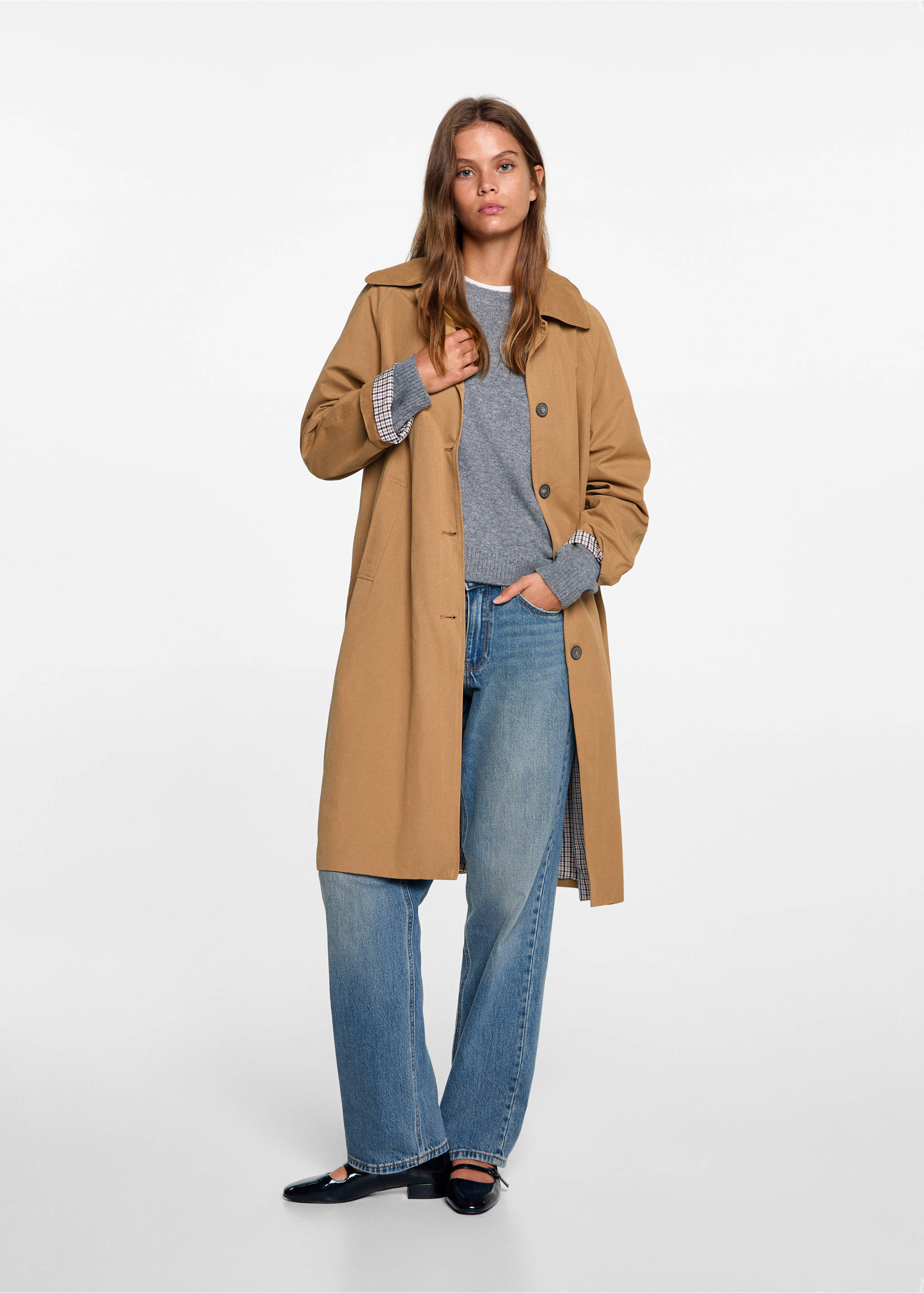 Classic long trench coat - General plane, Beige. Ref: 77043284-00.