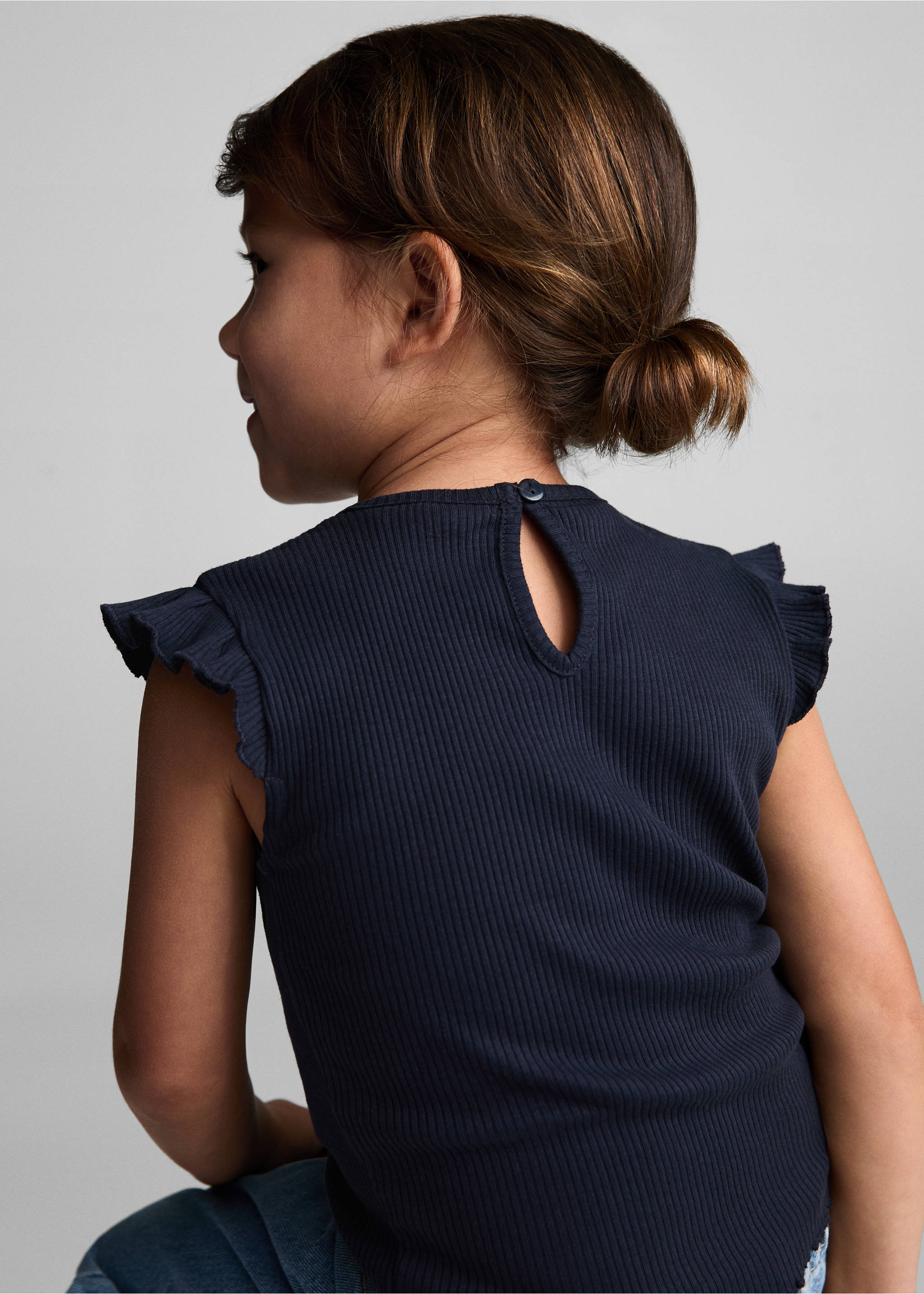 Frills cotton t-shirt - Reverse of the article, Dark Navy. Ref: 77043291-00.
