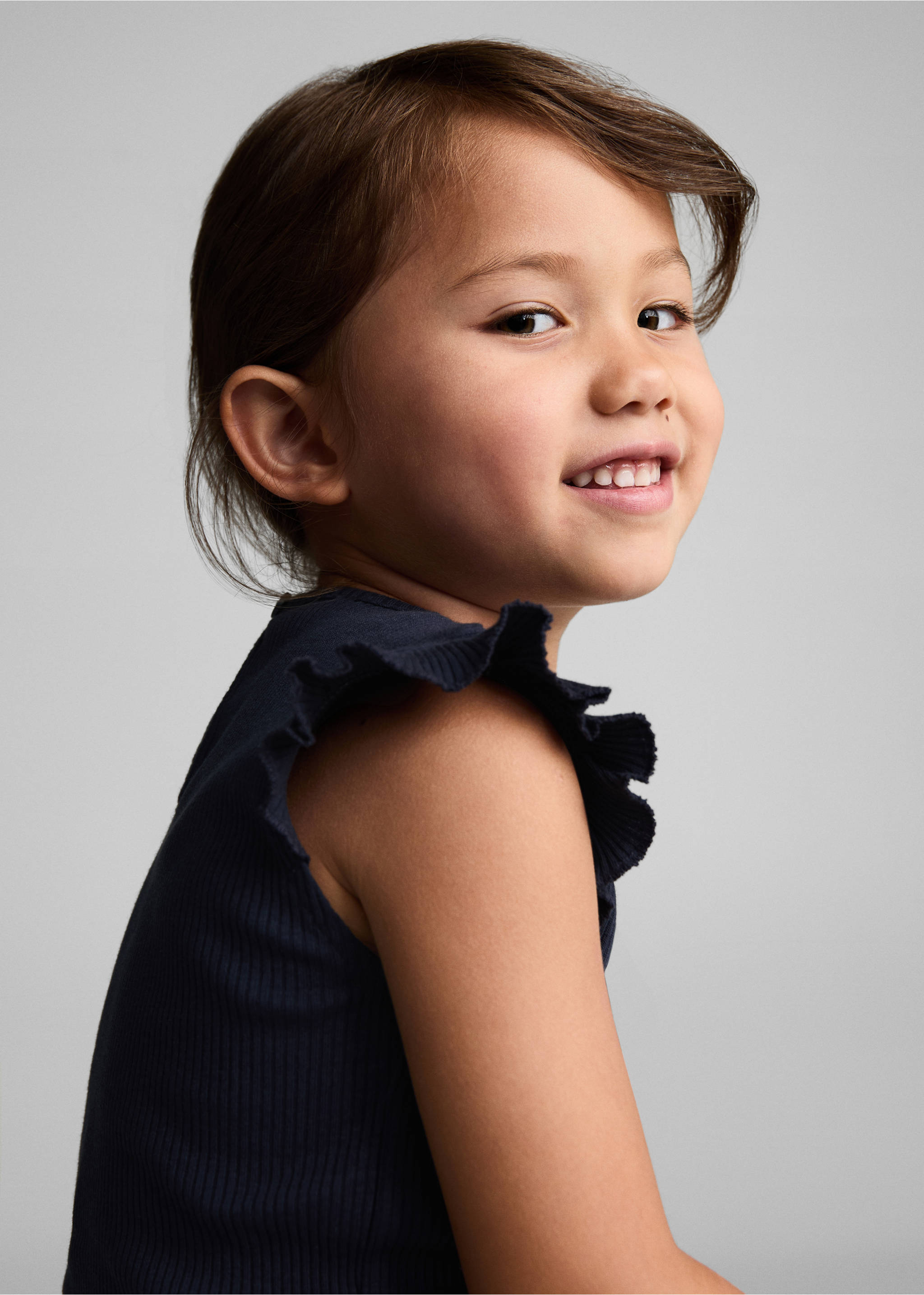 Frills cotton t-shirt - Details of the article 1, Dark Navy. Ref: 77043291-00.