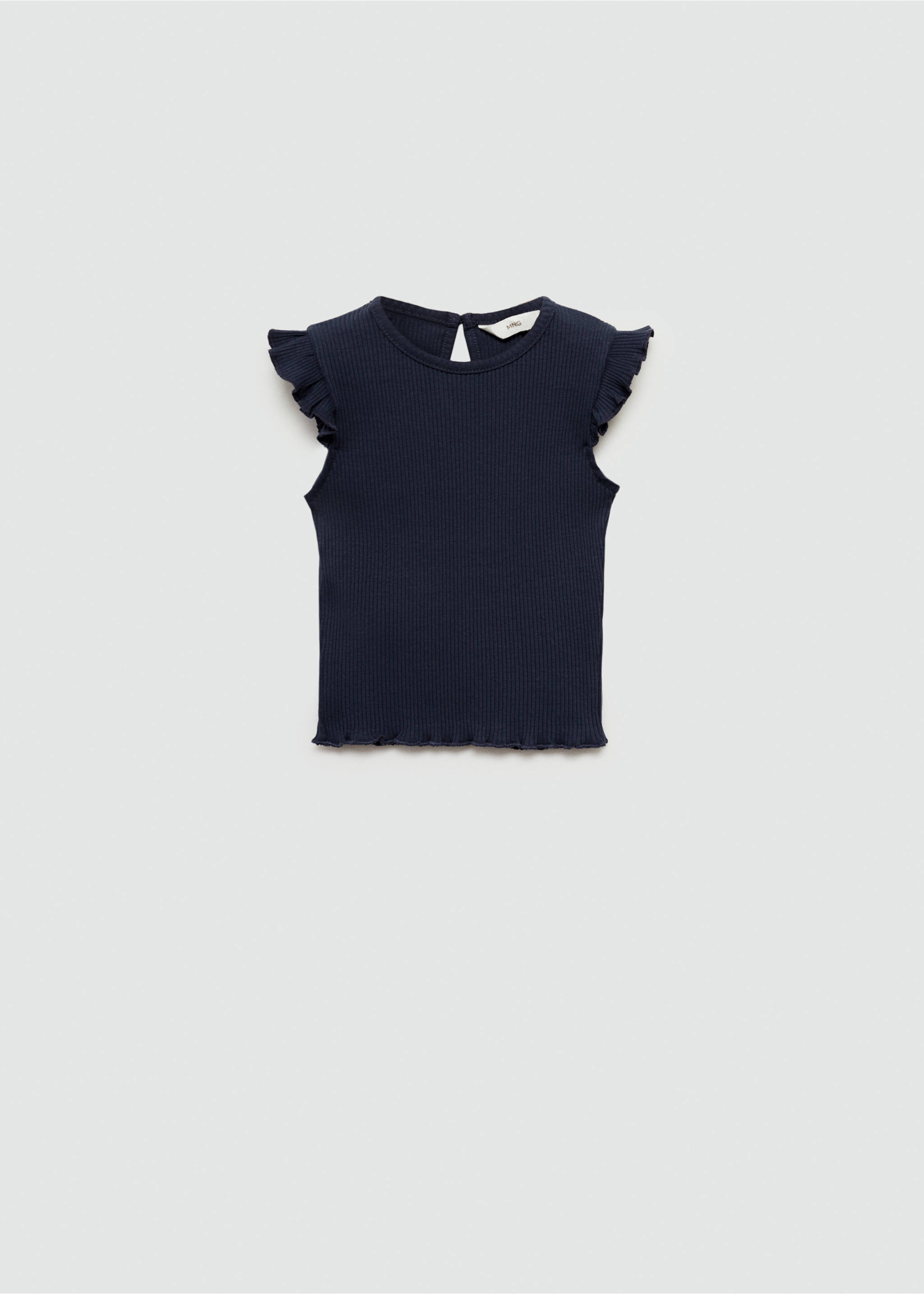 Frills cotton t-shirt - Article without model, Dark Navy. Ref: 77043291-00.