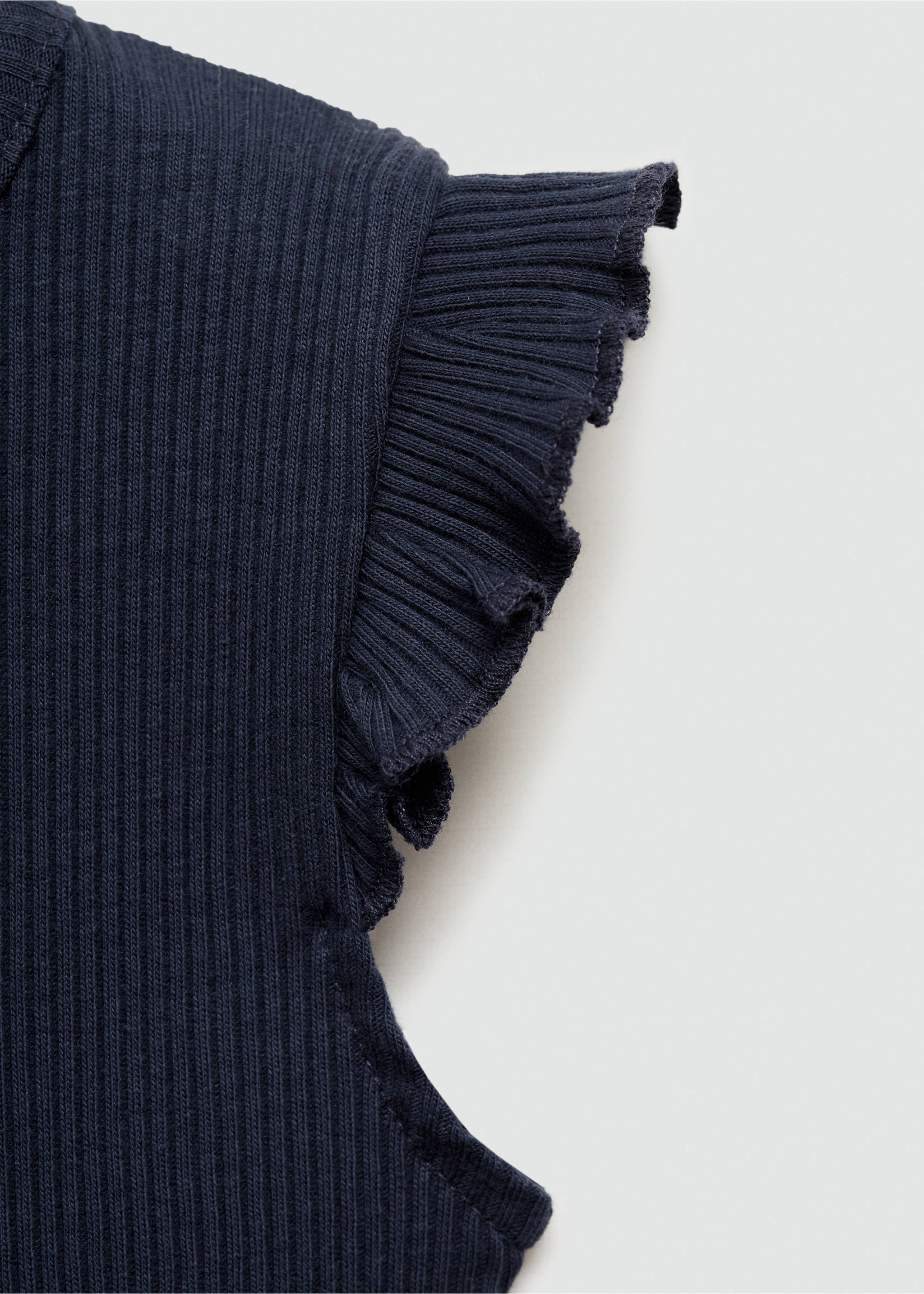 Frills cotton t-shirt - Details of the article 8, Dark Navy. Ref: 77043291-00.