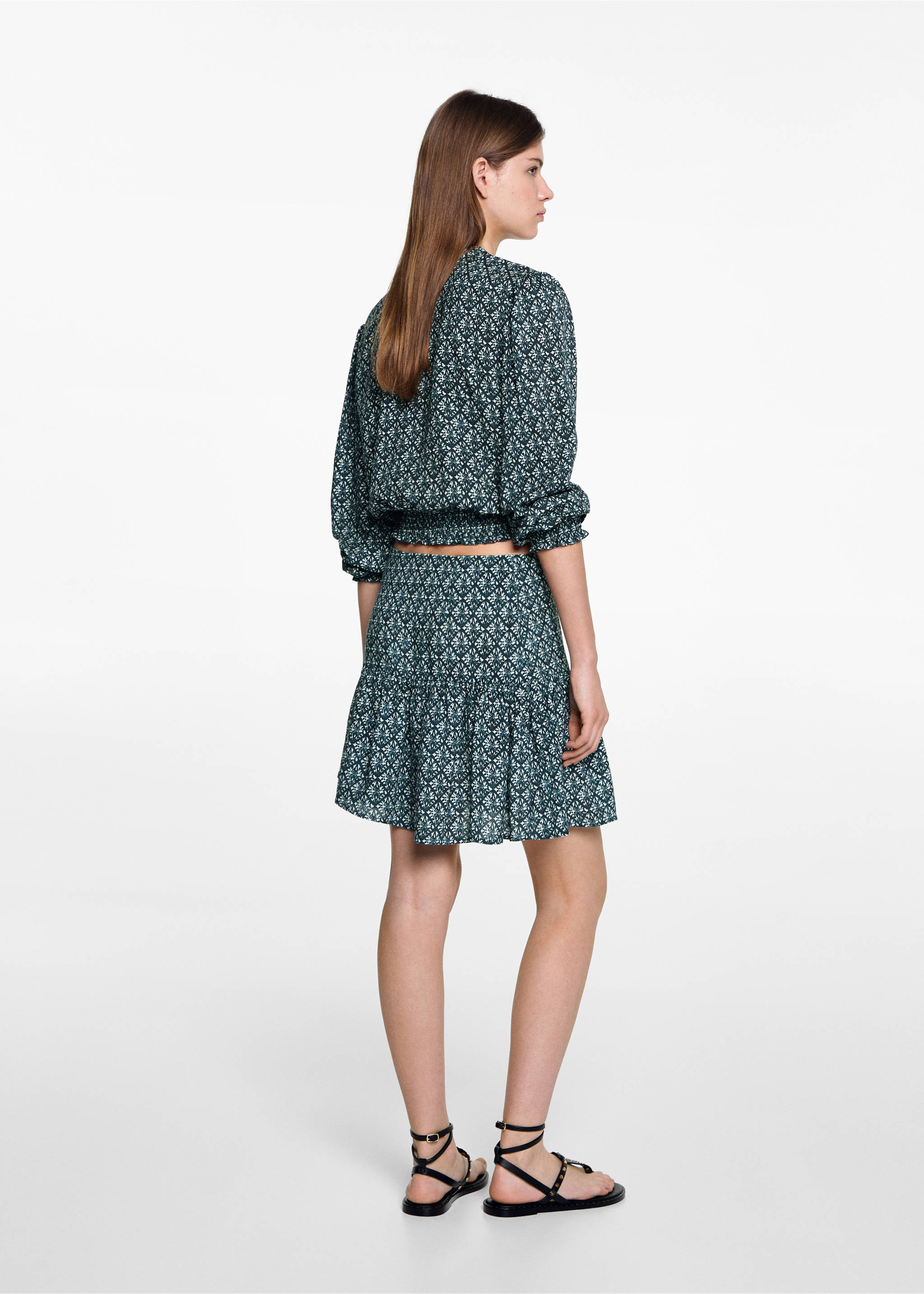 Gemusterter Volant-Rock - Rückseite des Artikels, Dunkles Marineblau. Ref: 77043292-00.