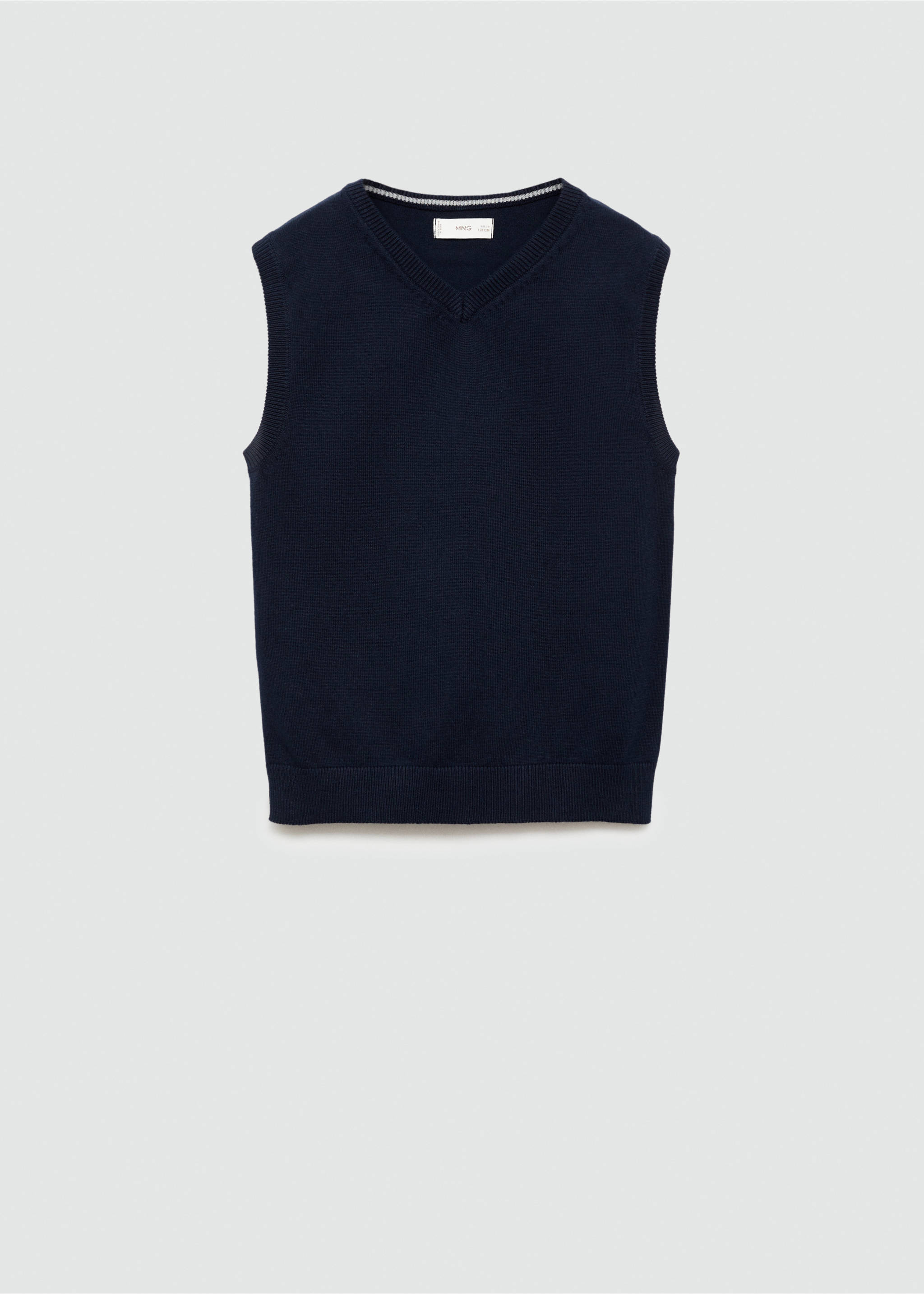 Knitted cotton gilet - Article without model, Dark Navy. Ref: 77043665-00.