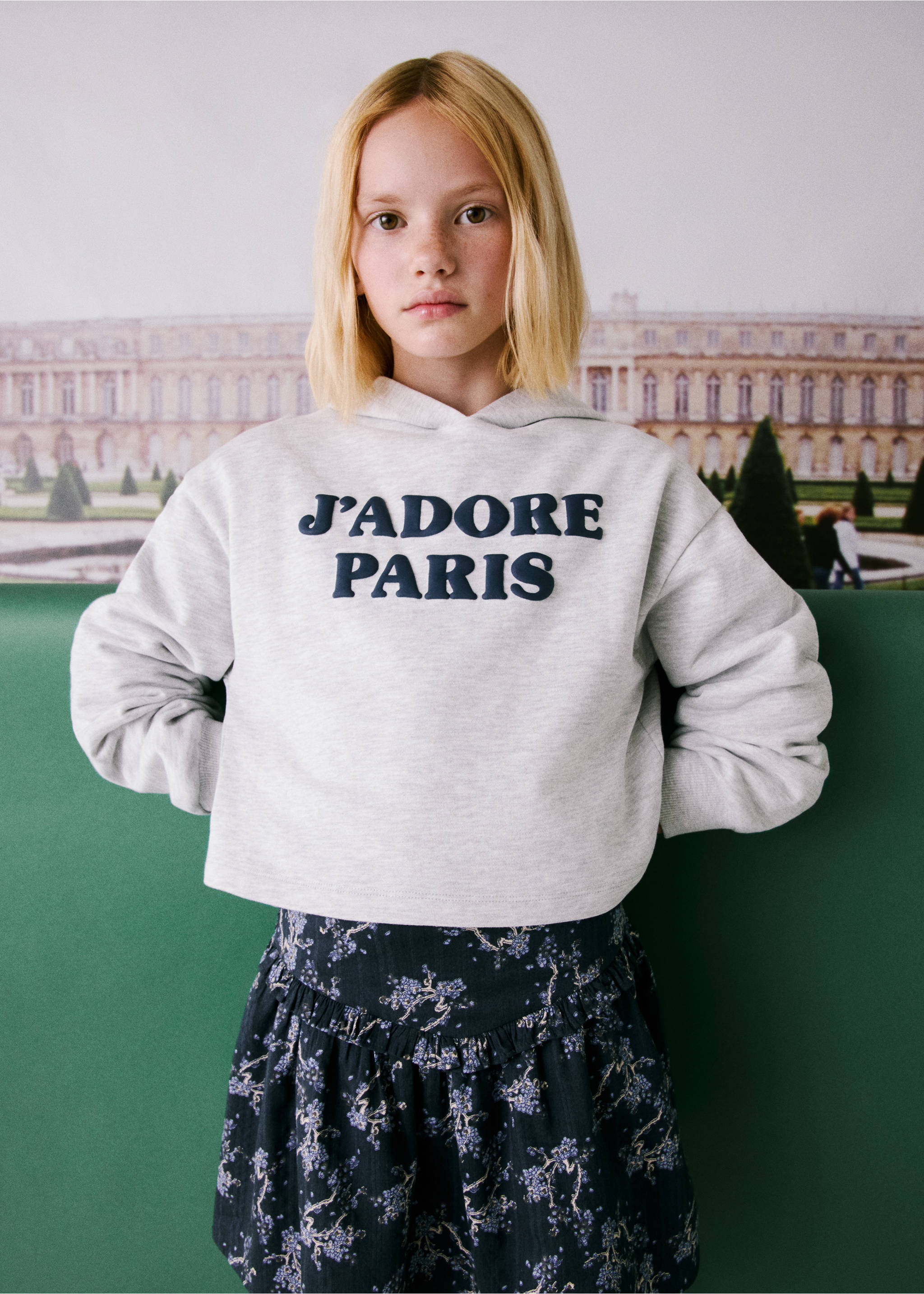 Floral print skirt - Details of the article 5, Dark Navy. Ref: 77043667-00.